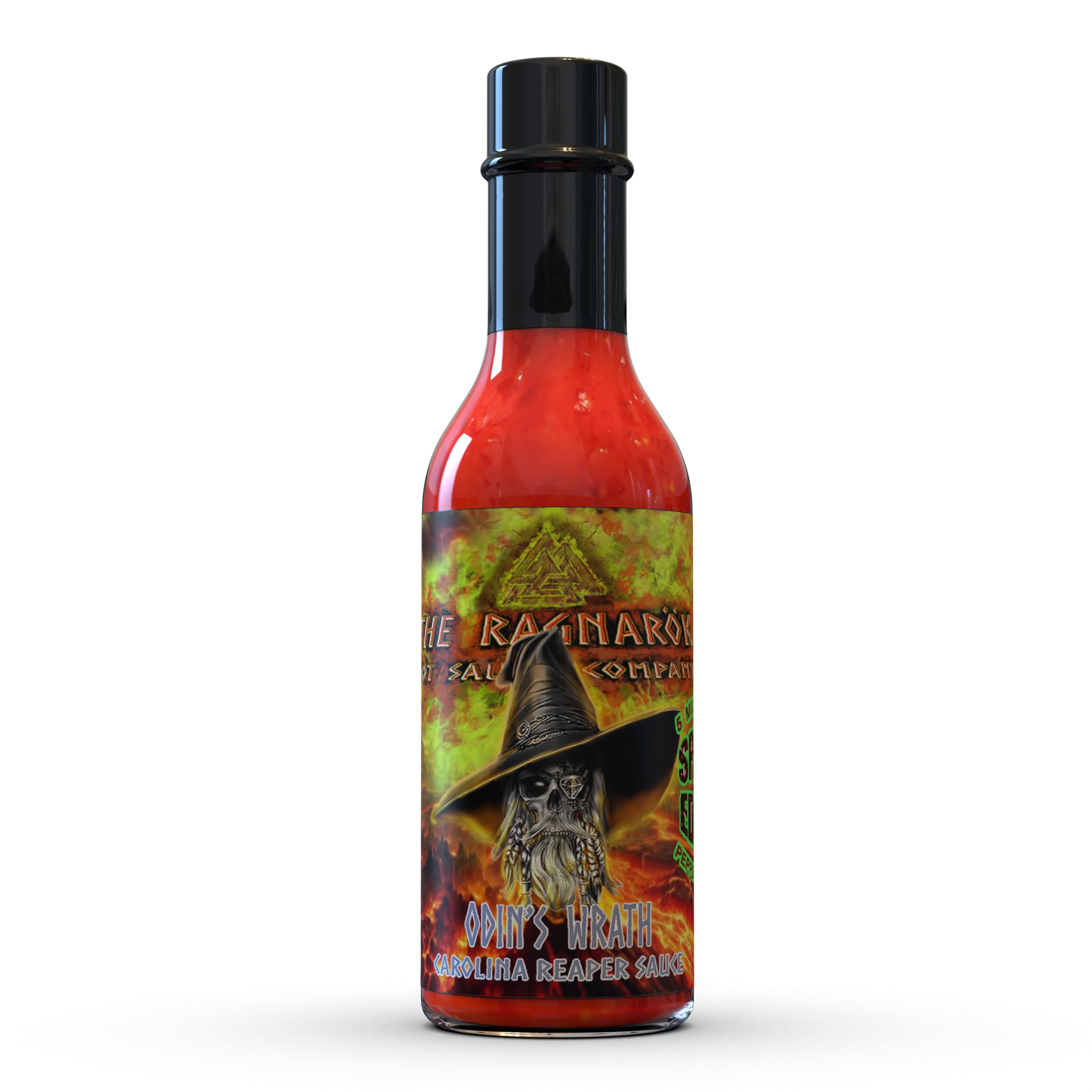 Odin's Wrath Carolina Reaper Hot Sauce - 5 Million Scoville Extreme Heat Gourmet Pepper Sauce (5oz Bottle) - Perfect for Spicy Food Challenges, BBQ Rubs & Hot Wing Dips