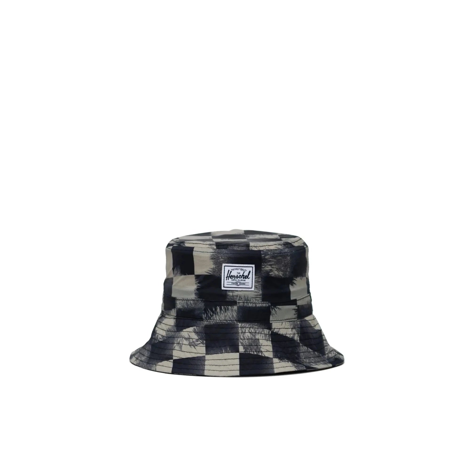 Herschel Black Stencil Checker Baby Beach UV Protection Bucket Hat for Boys & Girls 6-18 Months - Sun Protection for Outdoor Play, Beach Trips & Summer Adventures