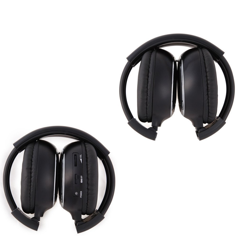 2 Pack Universal IR Wireless Foldable Headphones for Kids - Dual Channel Car Entertainment Headset for Road Trips & Family Travel