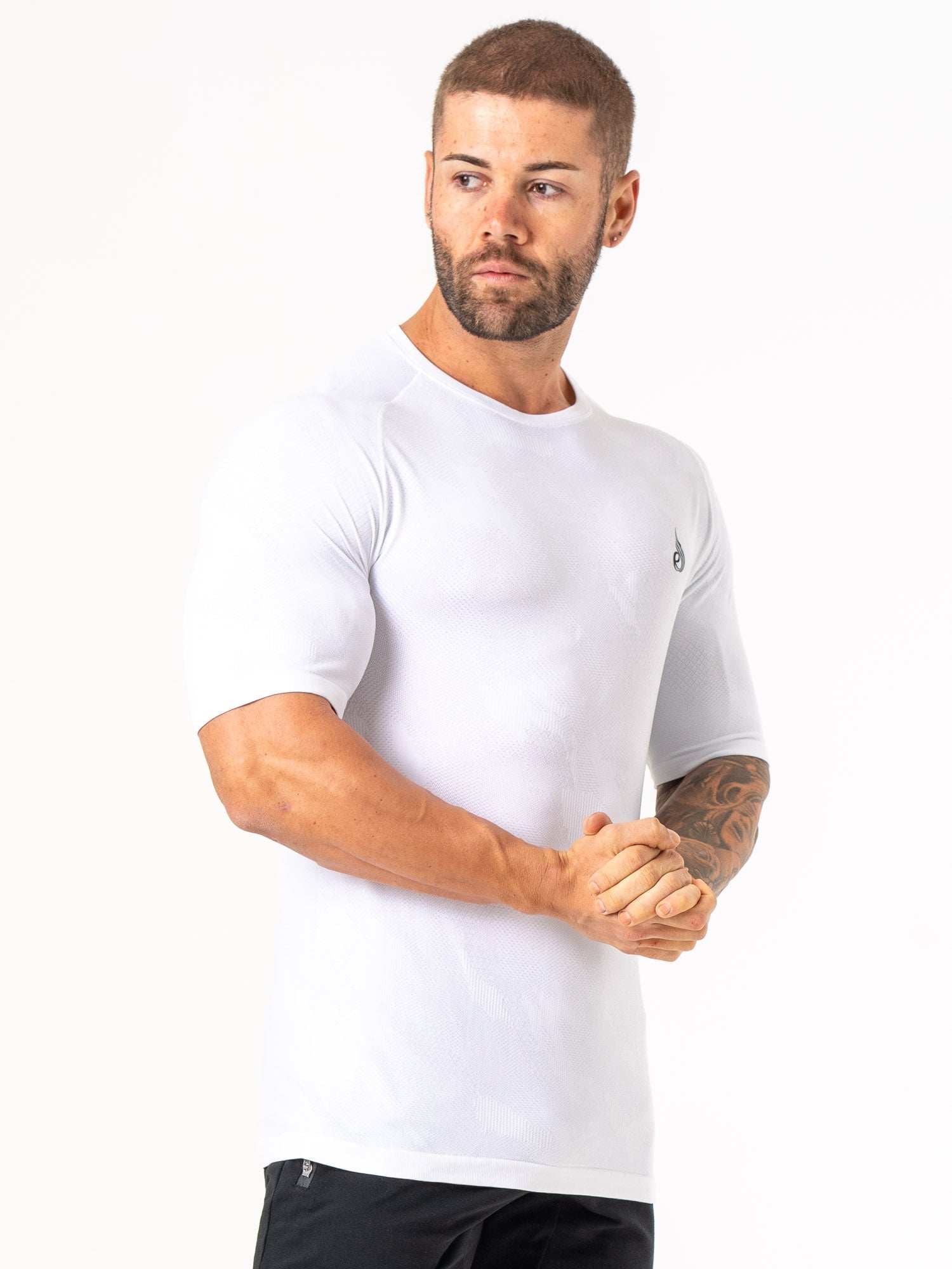 Aero Core Seamless T-Shirt for Men - Breathable White Cotton Tee for Gym, Running & Everyday Wear