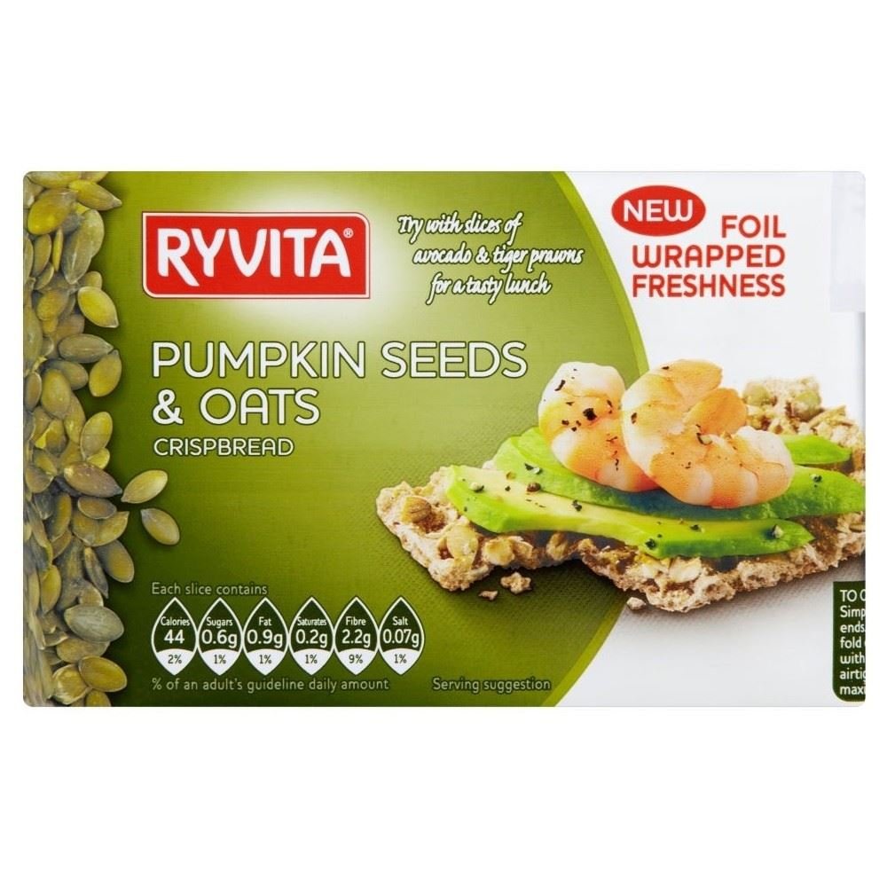 Ryvita Pumpkin & Oats Crackers - 200g Whole Grain Snack Pack | Healthy Breakfast & On-the-Go Snacking | Perfect for Weight Loss & Vegan Diet