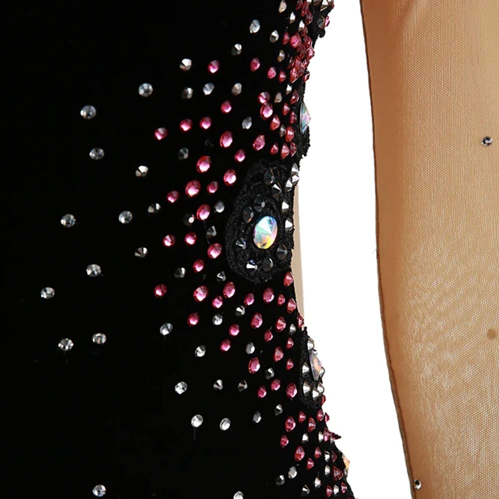 Women's & Girls' Figure Skating Dress - White, Black, Purple Velvet High Elasticity Competition Skating Wear - Warm Handmade Ice Skating Costume for Performances & Winter Sports
