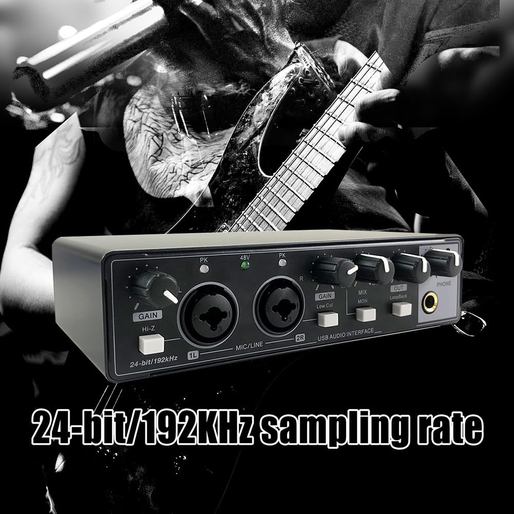 Professional Audio Interface Sound Card with Phantom Power for Electric Guitar - Studio Mixing Console, Live Recording, Durable & Easy to Install - Perfect for Home Studios, Podcasting, and Music Production