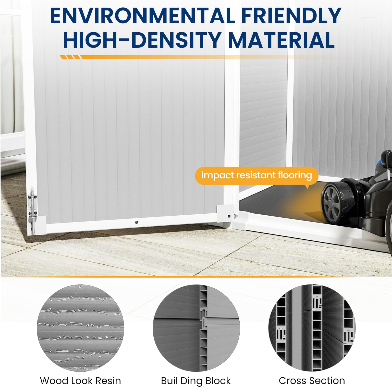 Amopatio 41 Cu Ft Horizontal Outdoor Storage Shed - Durable Resin Trash Can & Garden Tool Organizer - Weatherproof Grey Shed for Lawn Mowers, Patio Furniture & Backyard Storage | Perfect for Garage Organization, Yard Maintenance & Seasonal Item Protection