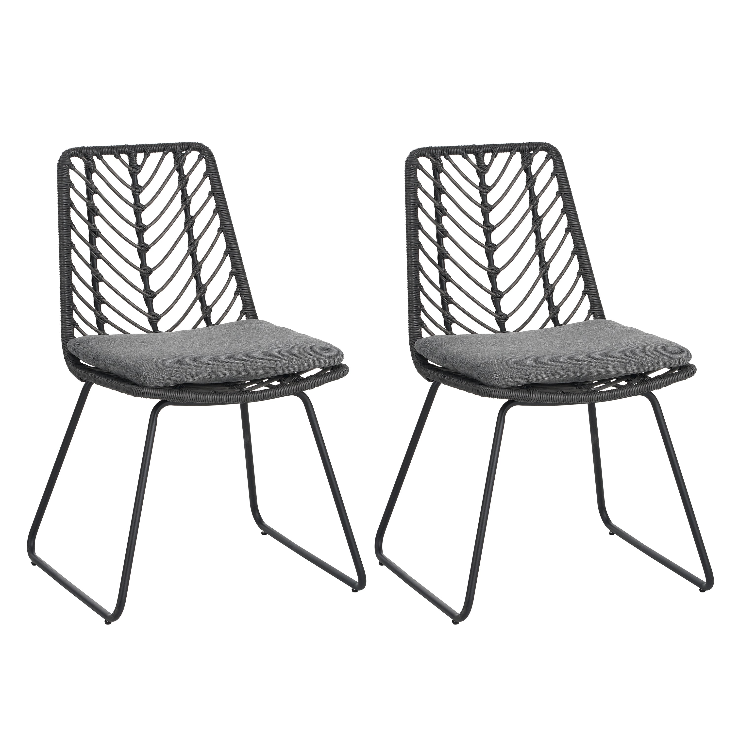 DEJA CHAIR Set of 2 with Cushions - Modern Gray Accent Chairs for Living Room, Bedroom, or Office - Comfortable Lounge Seating for Home Decor