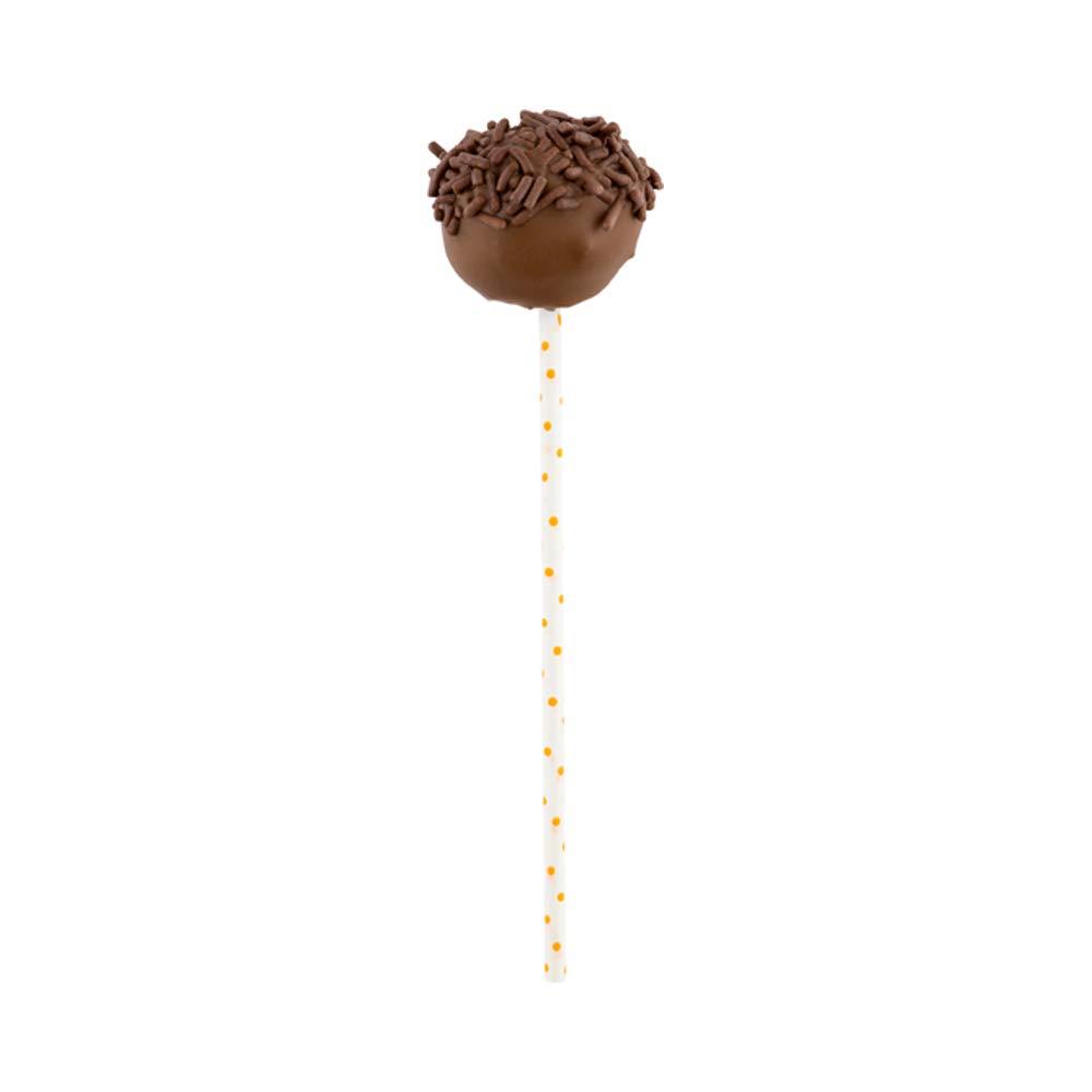 Durable 5.9 Inch Cake Pop Sticks - 100 Pack Food Grade Lollipop Sticks for Baking, Desserts & Crafts | Sturdy Orange Polka Dot Paper Design - Perfect for Party Treats, Candy Apples & DIY Projects