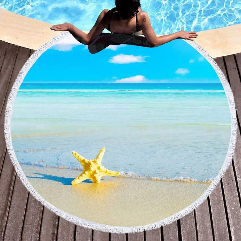 Beach Please Round Beach Towel Set - Soft, Absorbent & Quick-Dry Sand-Free Beach Towels for Pool, Yoga, Picnic & Outdoor Activities