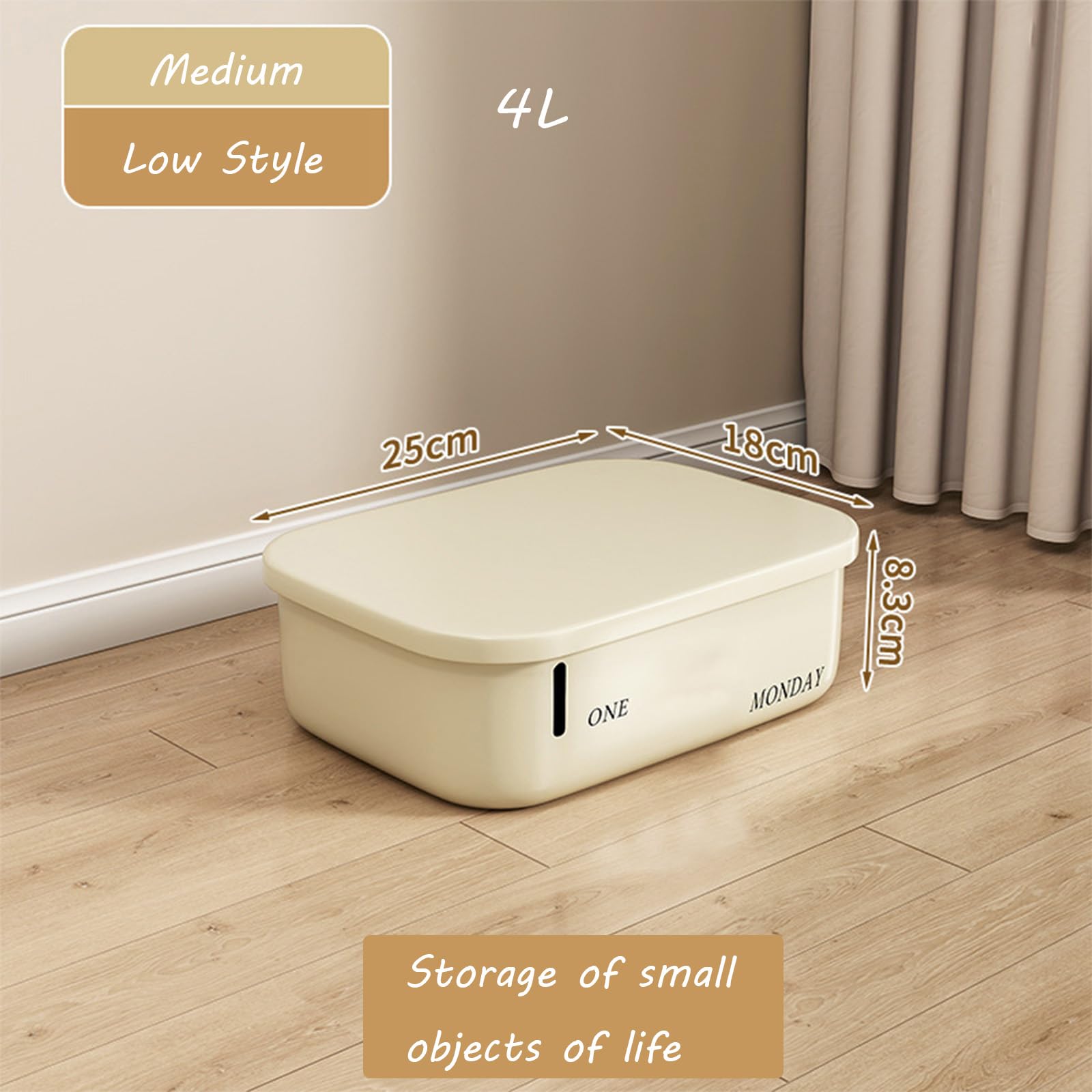 Stylish Cream Desktop Organizer with Lid - Perfect for Snacks, Cosmetics & Office Supplies | Dormitory & Home Storage Solution | Japanese Plastic Storage Bins for Desk Organization