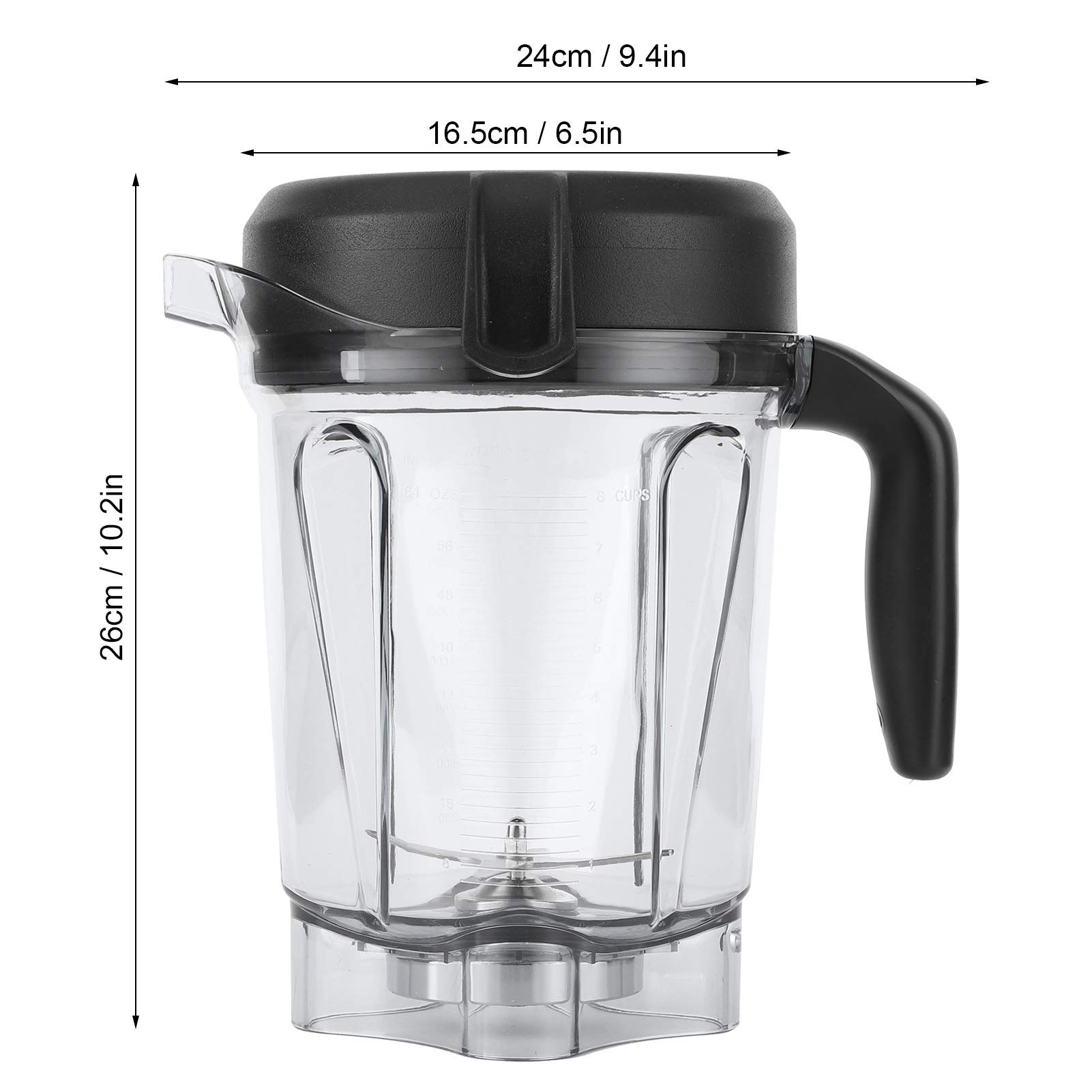 64oz Clear Blender Jar with Blade Lid - Replacement for Smoothies & Juicing