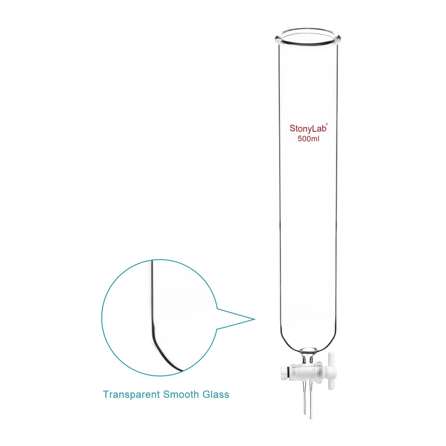 Stonylab 500ml Borosilicate Glass Dropping Funnel with PTFE Stopcock - Lab Grade Burette Funnel for Chemistry Experiments, Essential Oil Mixing & Home DIY Projects