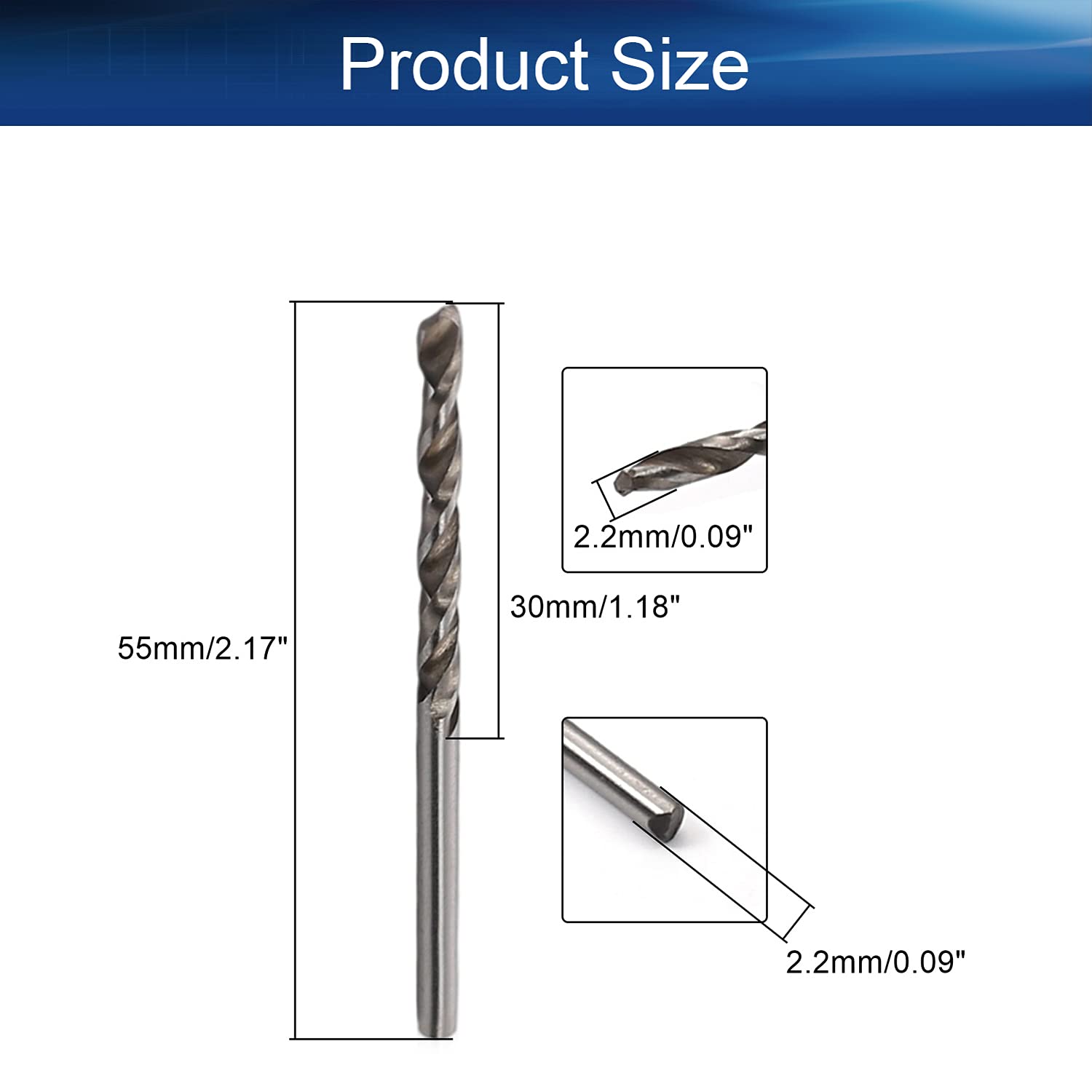 Auniwaig 2.3mm HSS Twist Drill Bit Set - 10pcs High Speed Steel Straight Shank Jobber Drill Bits for Steel, Aluminum Alloy - Perfect for Metalworking, Woodworking & DIY Projects