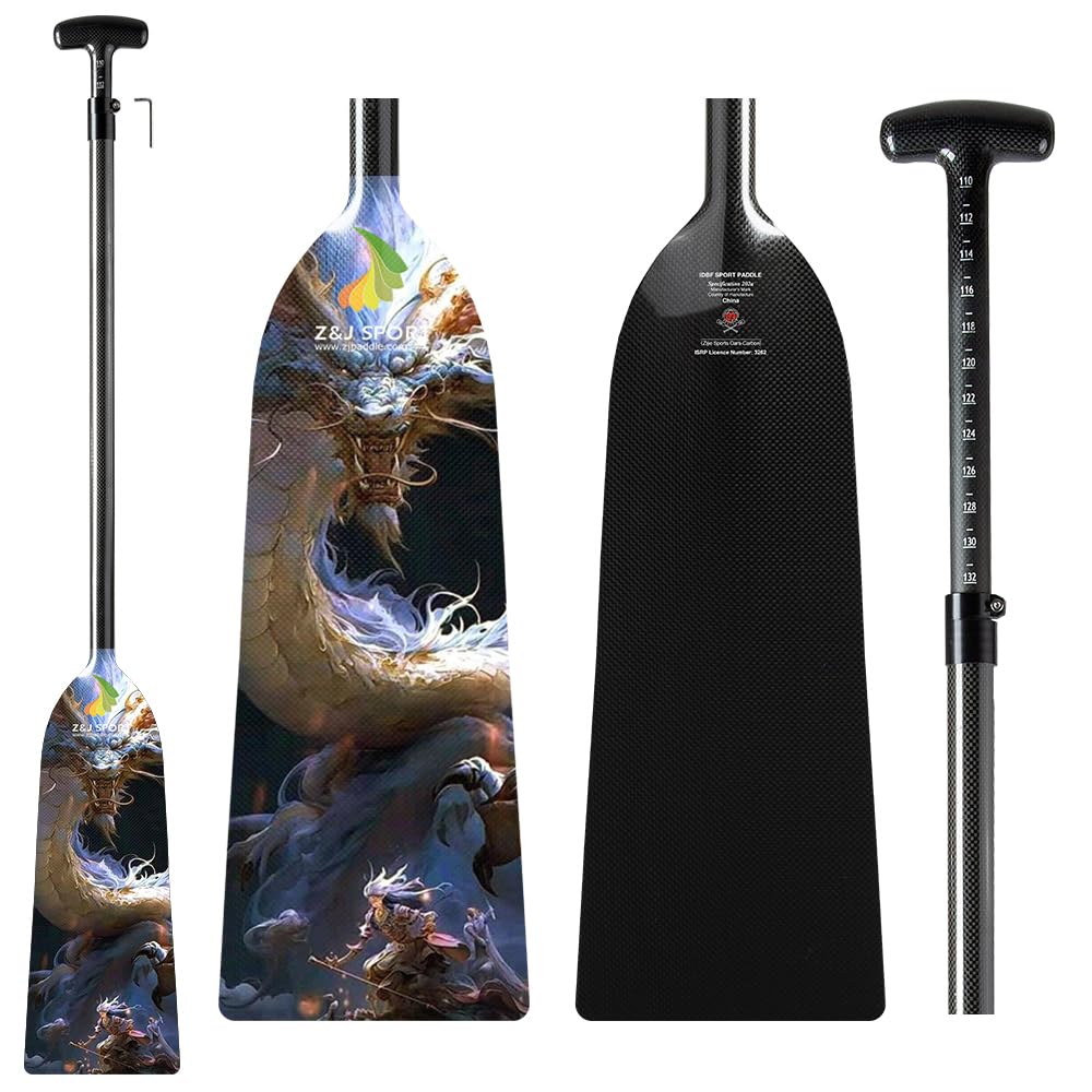 Premium Carbon Fiber Dragon Boat Paddle - IDBF Approved Adjustable Racing Paddle with Dragon Design & T-Handle for Competitive Rowing | Perfect for Dragon Boat Racing, Team Training, and Water Sports Enthusiasts