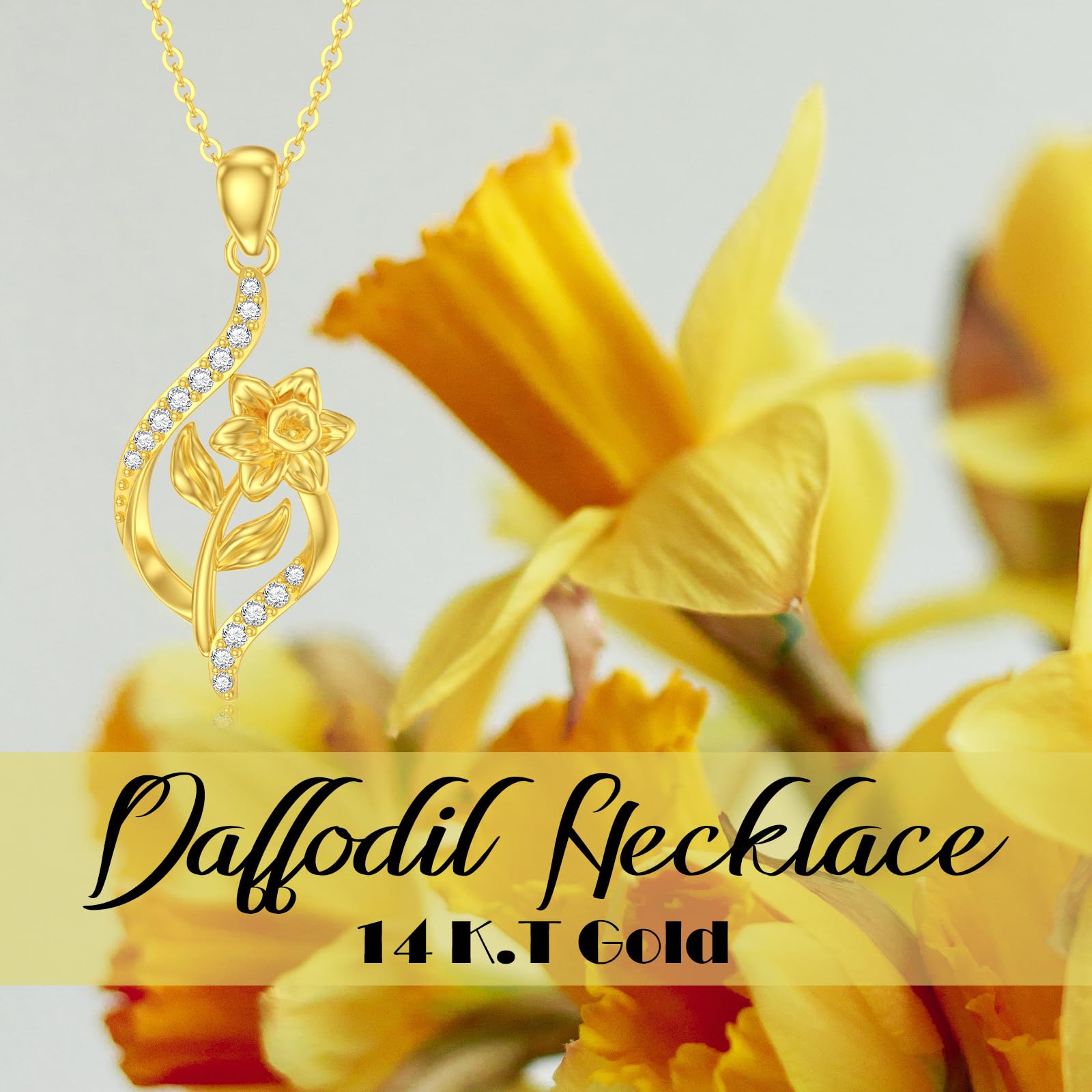 10K/14K Gold Birth Flower Necklace for Women - Dainty Infinity Floral Pendant Jewelry, Personalized Birthday Gift for Wife, Mom, Her (16+1+1 inch) | Perfect for Mother's Day, Anniversary & Special Occasions