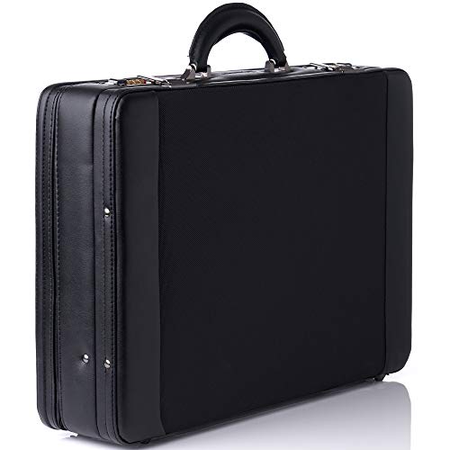 Alpine Swiss Expandable Hard Side Briefcase with Dual Combination Lock - Black | Business Travel & Office Carry-On Luggage for Professionals