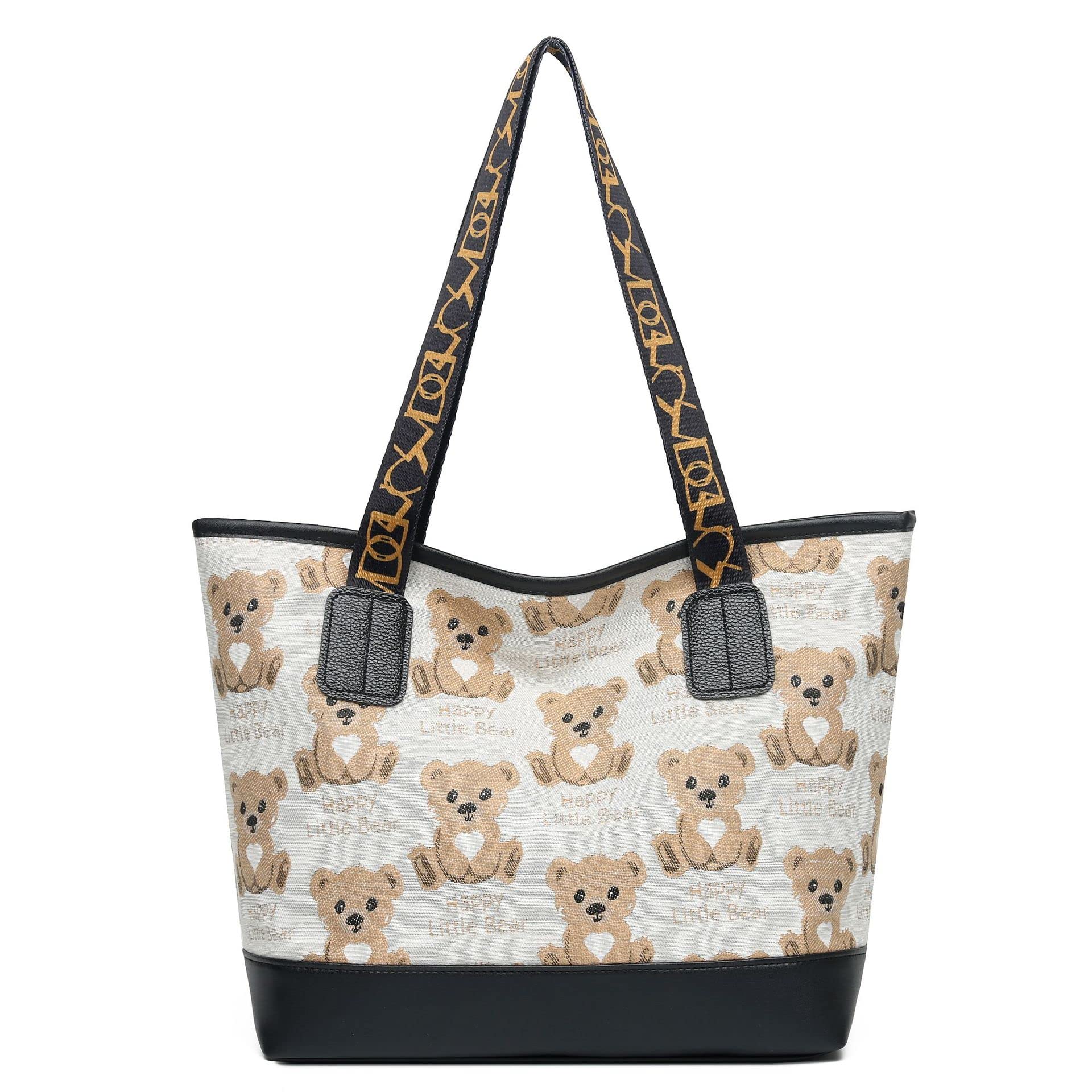 Cute Bear Tote Bag for Women - Kawaii Large Shoulder Bag, Handbag Purse for Casual Work & Everyday Use | Crossbody Bag for Office, Shopping & Travel