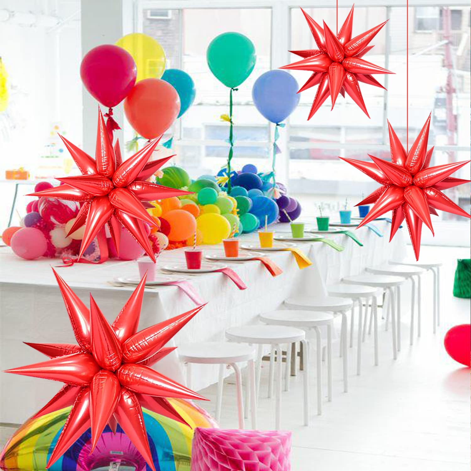 50Pcs Red Star Metallic Foil Balloons for Birthday Party, Graduation, Christmas Decorations – Fun & Shiny Event Balloons for Business Events, Home Decor & Celebrations