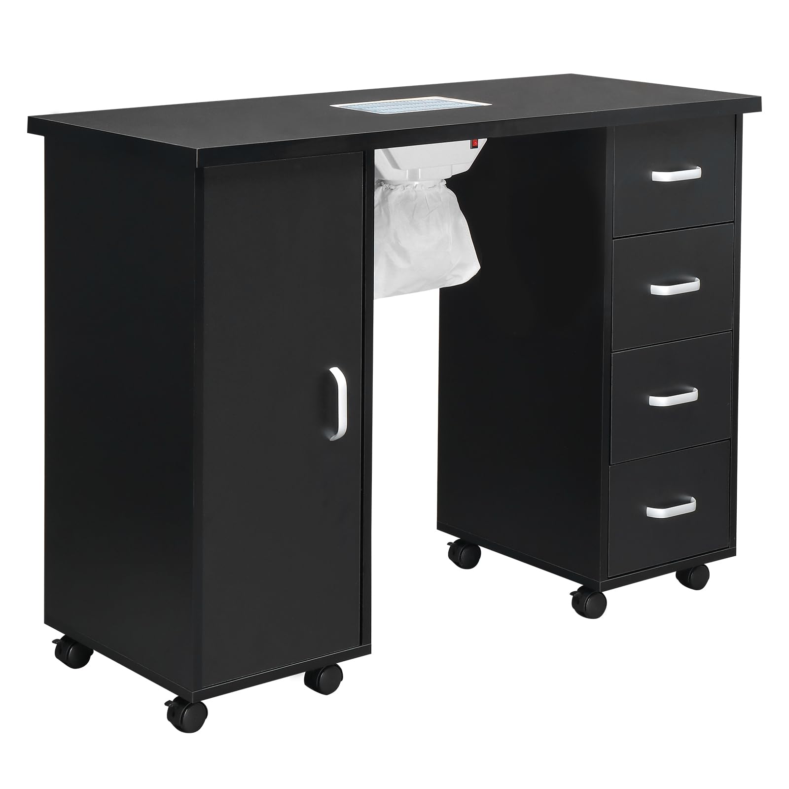 Professional Nail Art Manicure Table with Fan & Dust Collection - Beauty Salon Workstation with Storage Drawers, Nail Technician Desk for Spa & Nail Shop - Perfect for Gel Polish, Acrylic Nails & Pedicures
