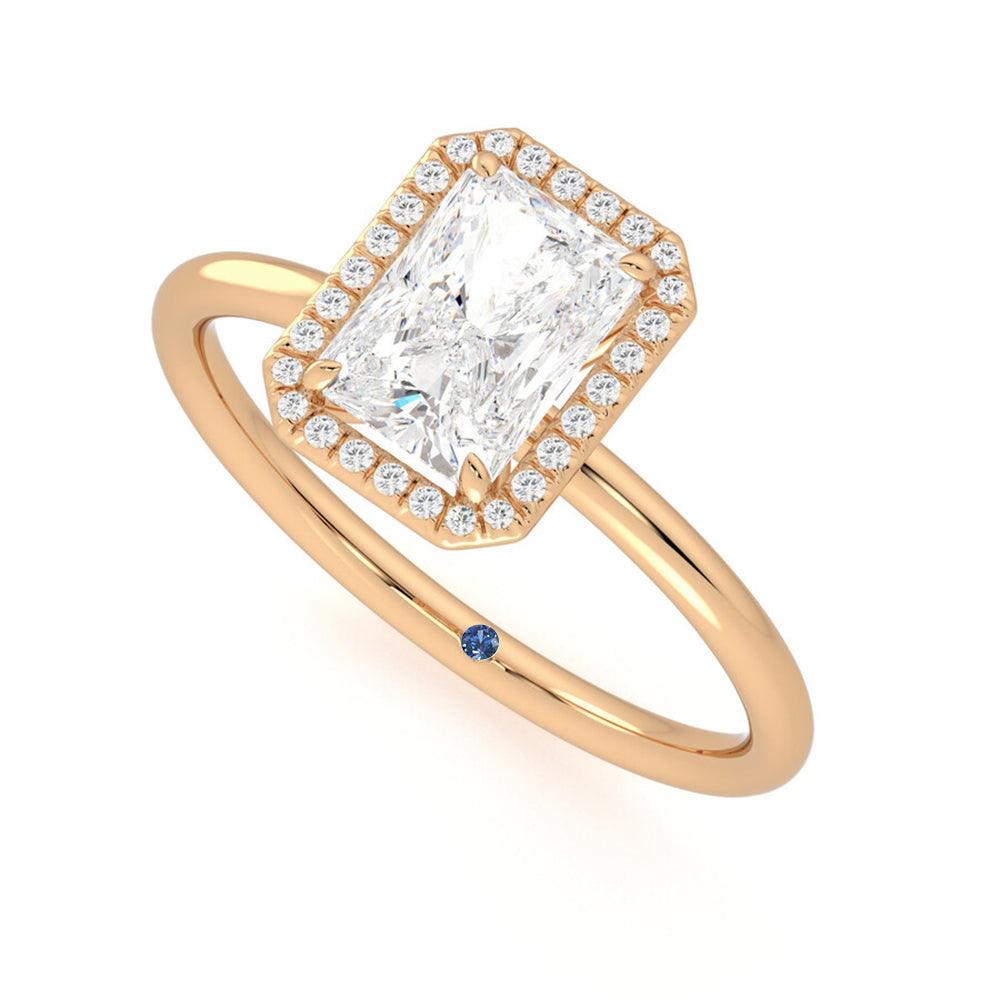 Stunning Radiant Cut Halo Moissanite Engagement Ring with Hidden Anniversary Stone - Perfect for Proposals, Anniversaries & Special Occasions