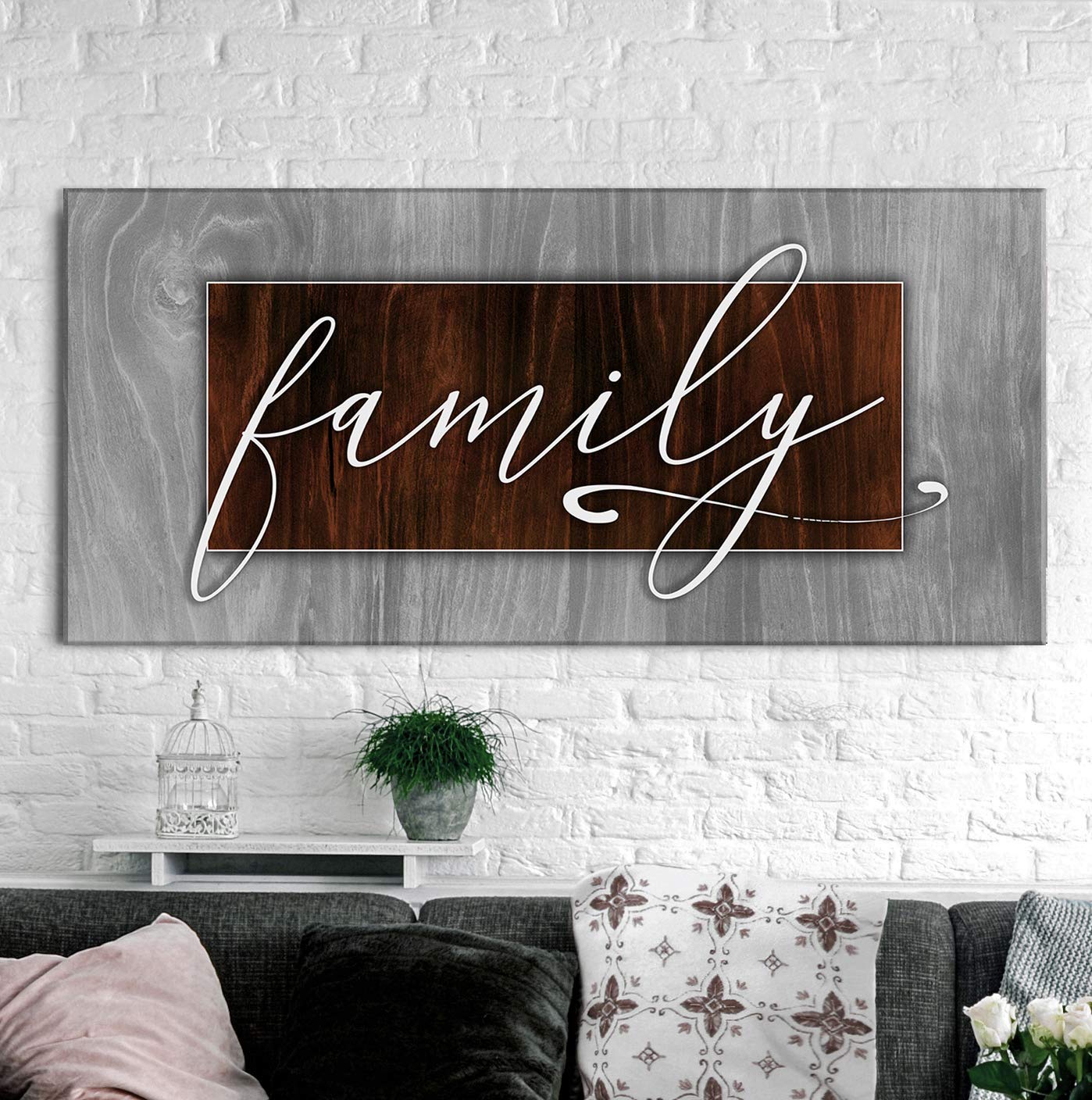Farmhouse Family Sign - Rustic Wooden Wall Decor for Living Room, 60x27 Inch Brown Hanging Plaque | Perfect for Home Entryway, Dining Room & Cozy Farmhouse Style Interior Design