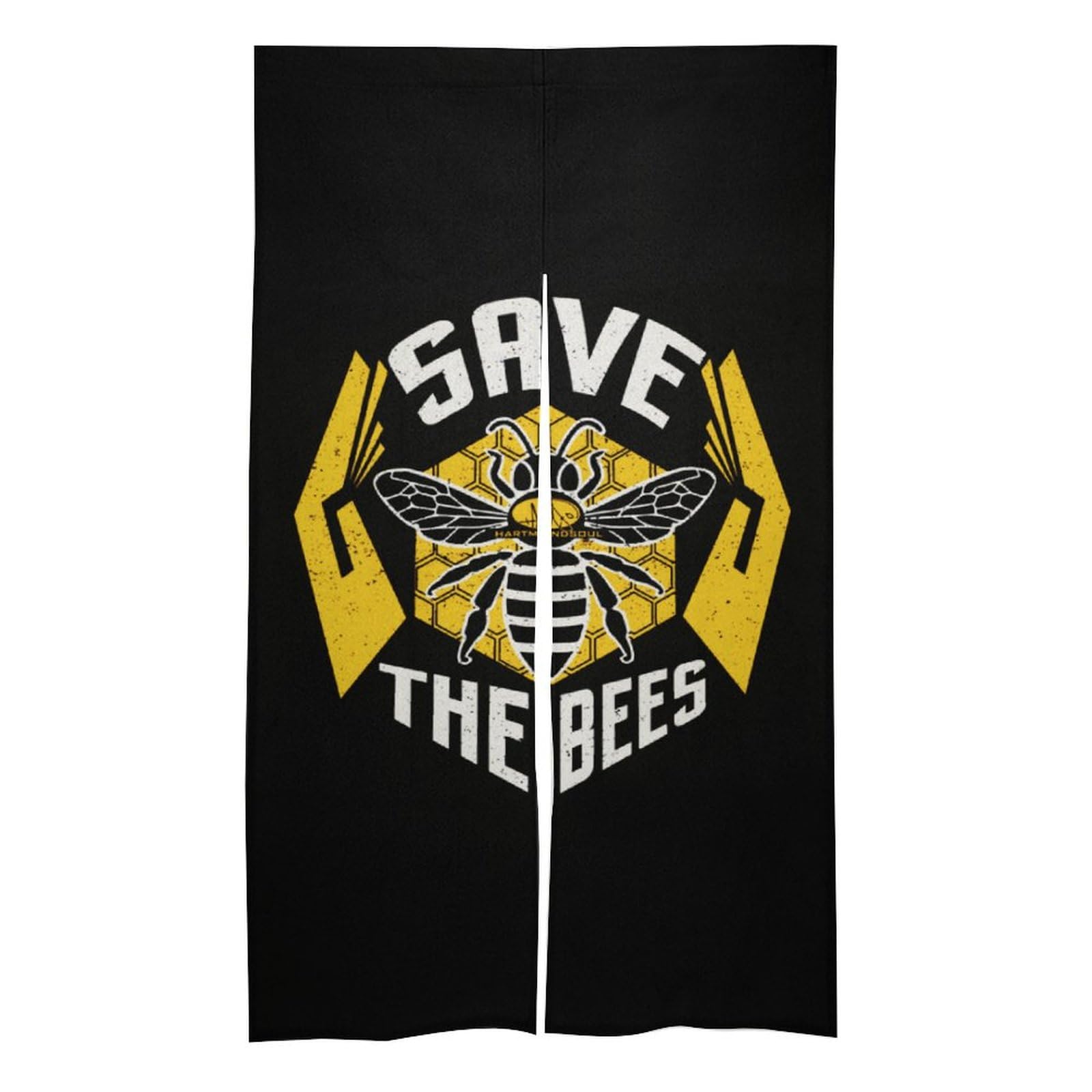 Heart Mind Soul Saves The Bees Door Curtain Set - 2 Panel Boho Decorative Doorway Curtains for Living Room, Bedroom & Entryway - Eco-Friendly Home Decor