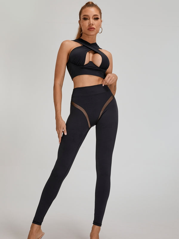 ZASUWA Women's Sexy Mesh High-Waist Leggings for Hip Lift & Tummy Control - Perfect for Yoga, Gym & Night Out