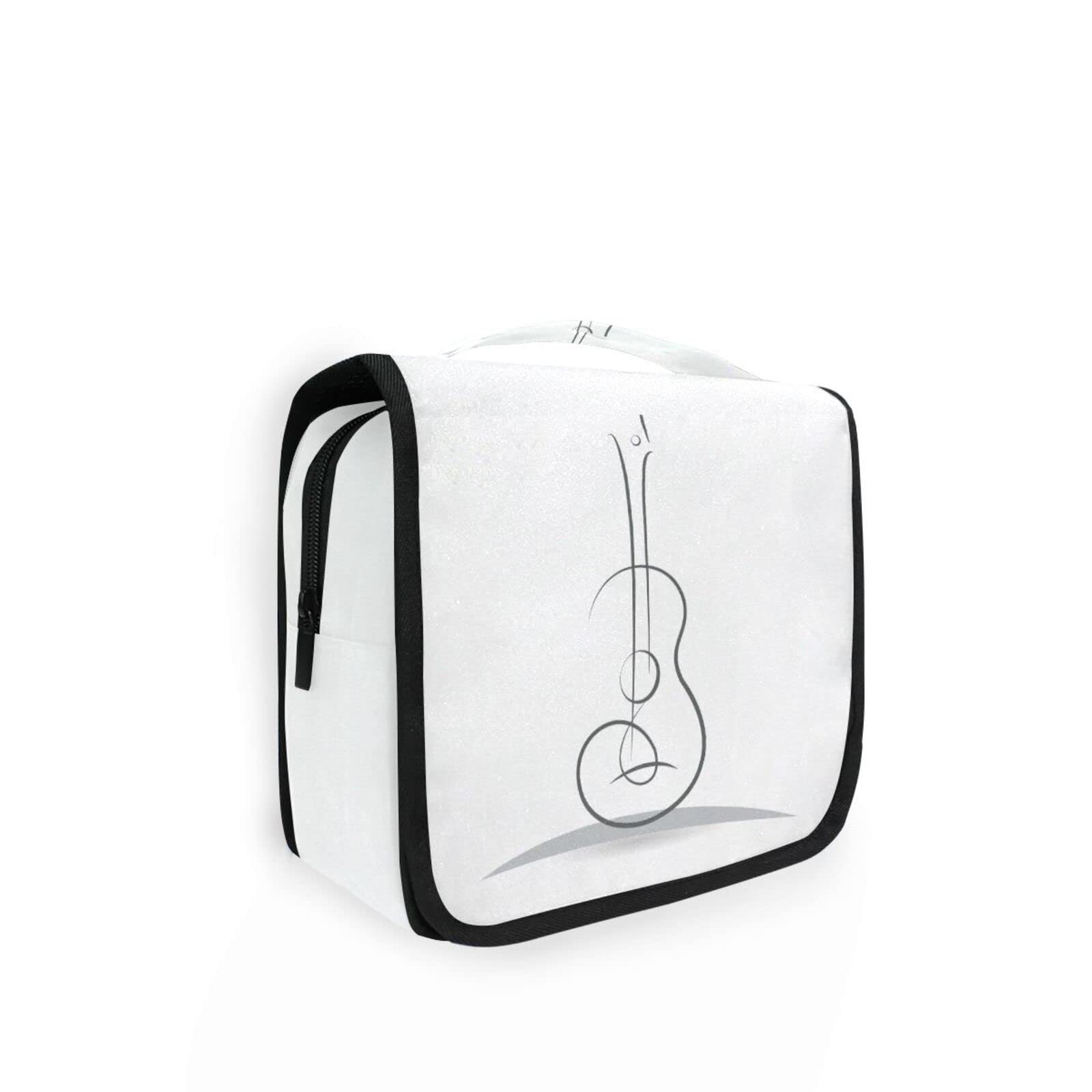 Portable Hanging Acoustic Guitar Shaped Toiletry Bag - Waterproof Travel Cosmetic Organizer for Women & Girls | Perfect for Camping, Gym, Beach Trips & Daily Use