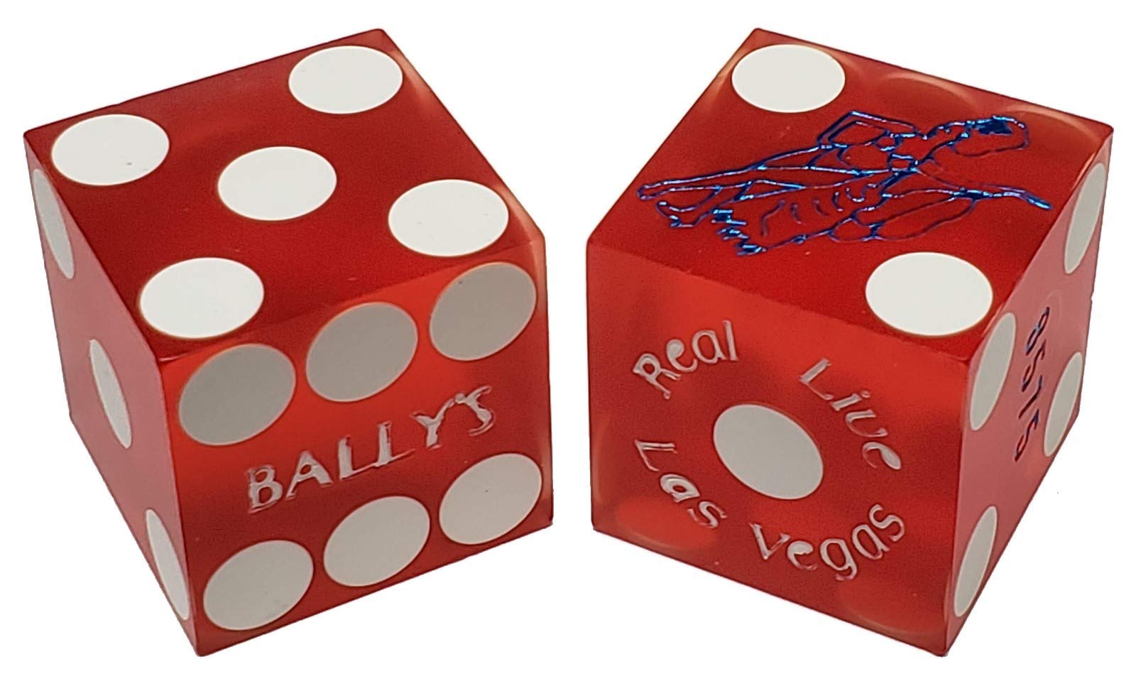 19mm Professional Casino Craps Dice Pair with Matching Serial Numbers - Authentic Las Vegas Bally's Red Frosted Dice for Casino Games, Gambling, and Tabletop Gaming - Perfect for Casino Night, Home Game Sets, and Collectors