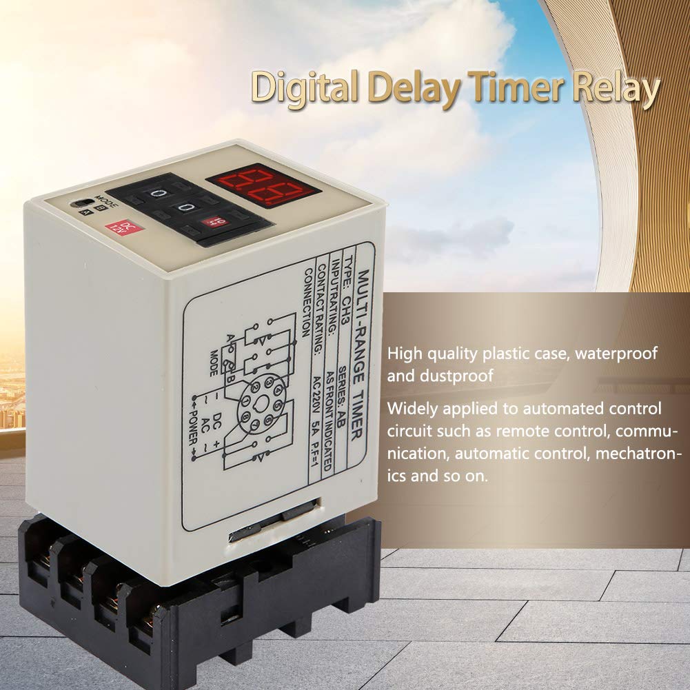 AH3-DM Digital Delay Timer Relay 0.01S-99H Dual Mode with LED Display | 12V/24V/110V/220V/380V DC/AC | Perfect for Industrial Automation, HVAC Systems & Electrical Control Panels