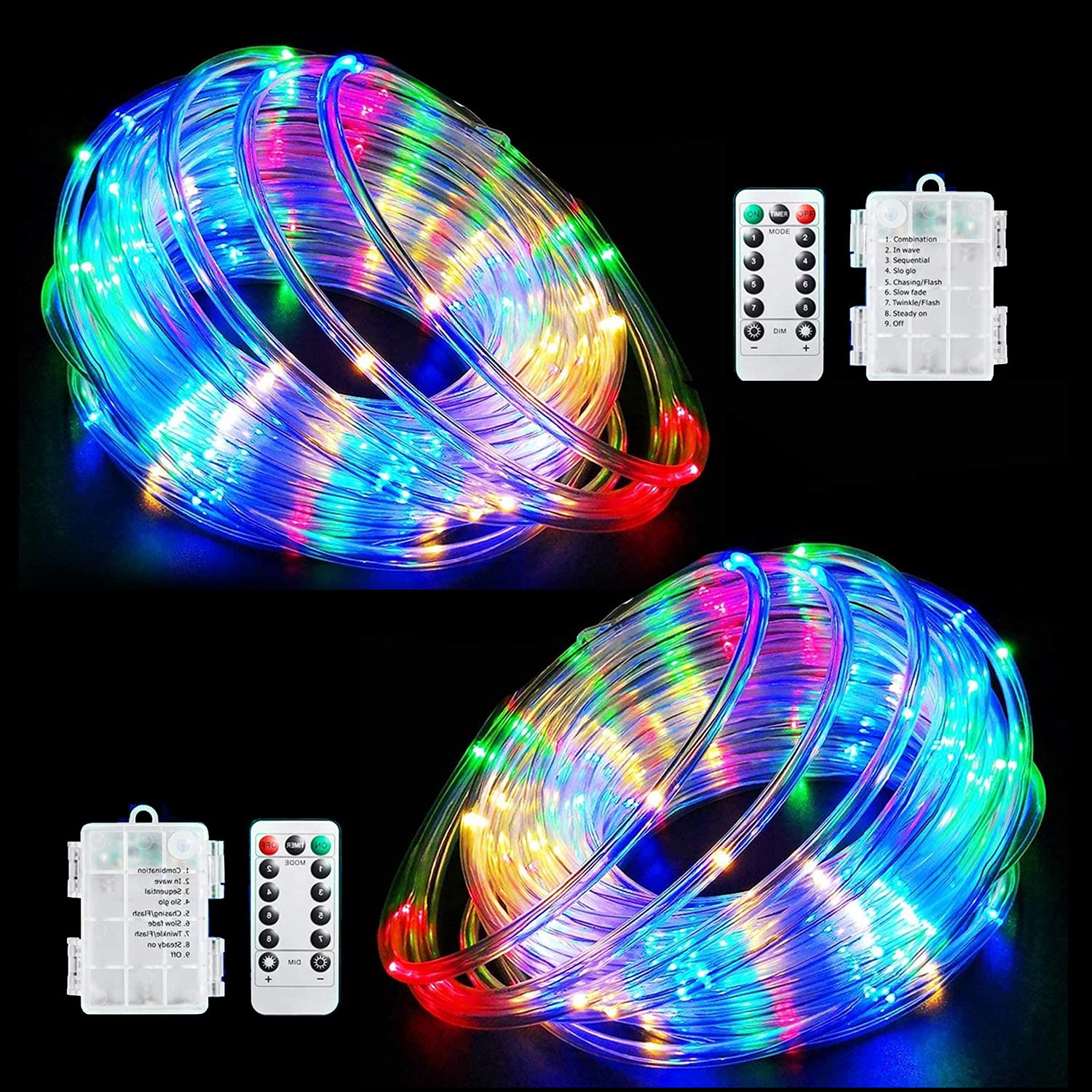 **Holriaye 120 LED Rope Lights – 40ft Battery Operated String Lights with Remote, 8 Color Changing Modes – Waterproof Fairy Lights for Indoor & Outdoor Use – Perfect for Bedroom, Home, Kitchen, Deck, Patio, Camping, and Party Decor**