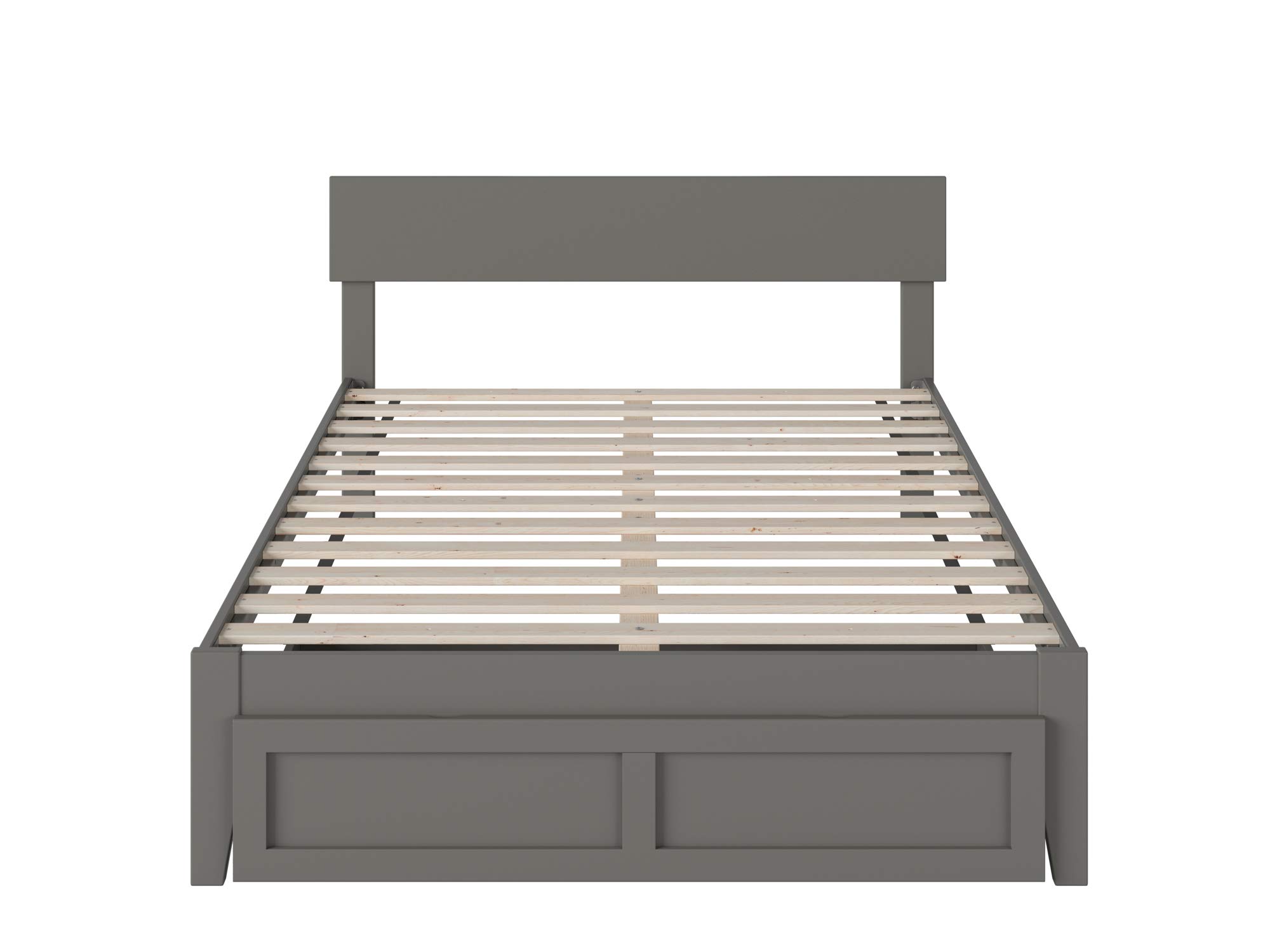 AFI Boston Full Size Platform Bed Frame with Storage Drawer in Grey - Modern Bedroom Furniture for Small Spaces & Guest Rooms