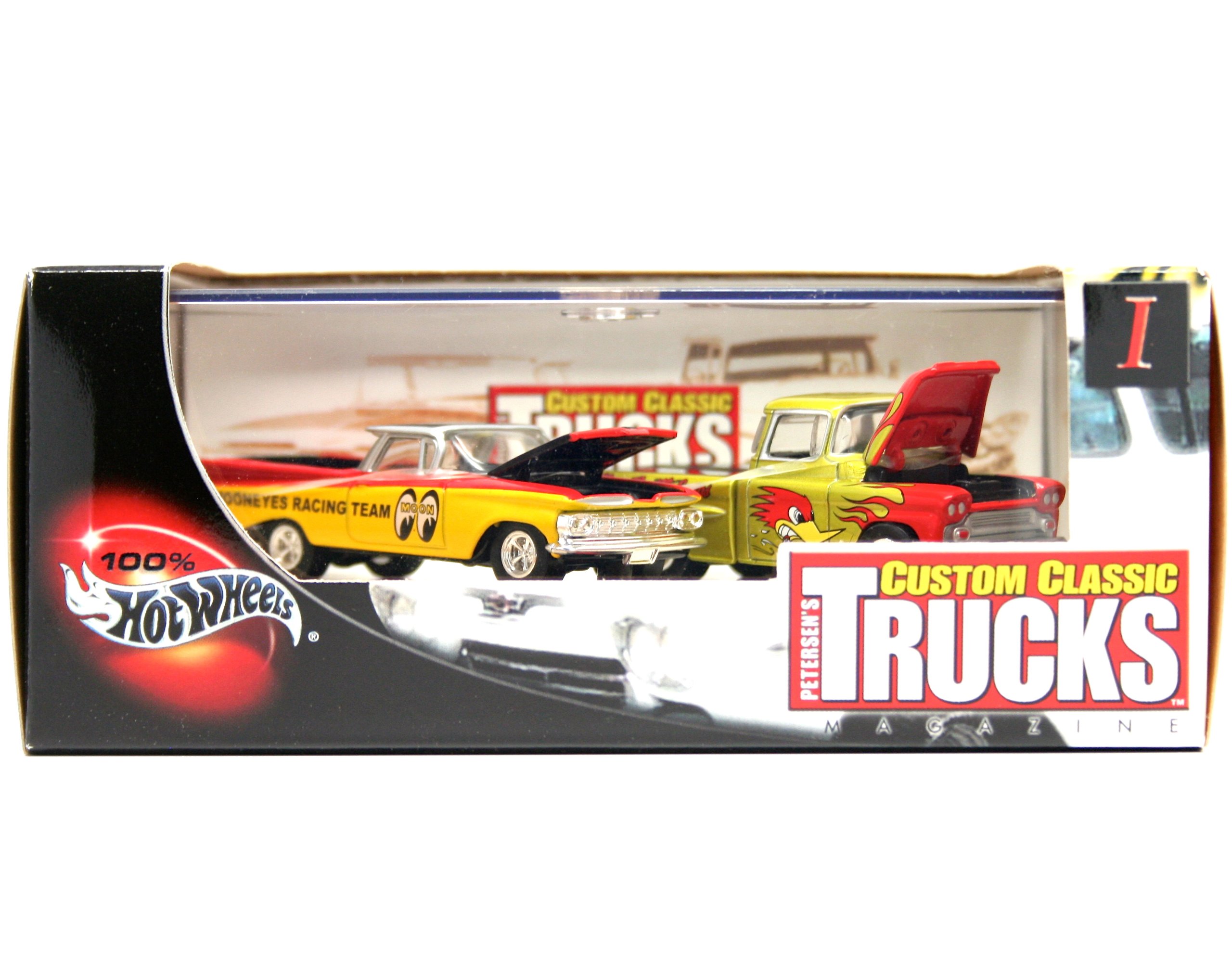 Mattel Hot Wheels 2002 Petersen's Custom Classic Trucks Magazine 1:64 Scale 2-Car Set - '59 El Camino & '69 Chevy Apache Die-Cast Model Trucks - Collector's Edition for Kids & Adults - Perfect for Display, Play & Gifting