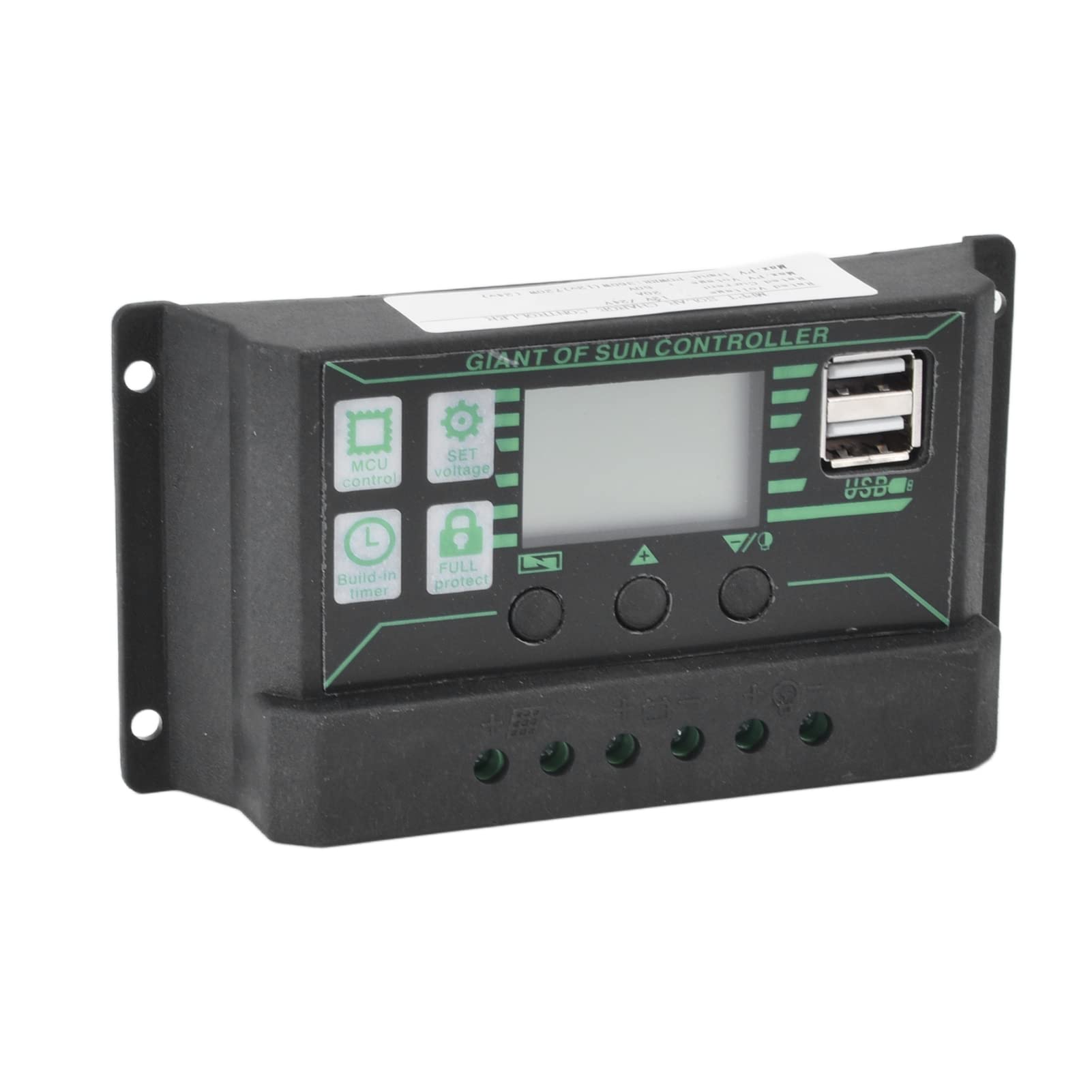 PWM Solar Controller with LCD Display & Dual USB for Solar Panels - Outdoor & RV Use