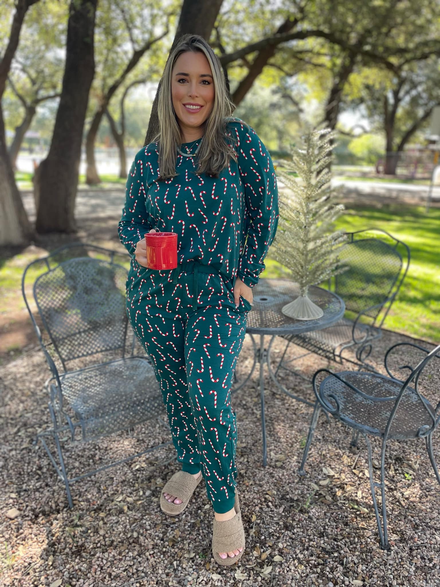 **PREORDER: Candy Cane Pajama Pants Set for Women - Cozy Christmas Sleepwear for Holiday Parties & Festive Nights**