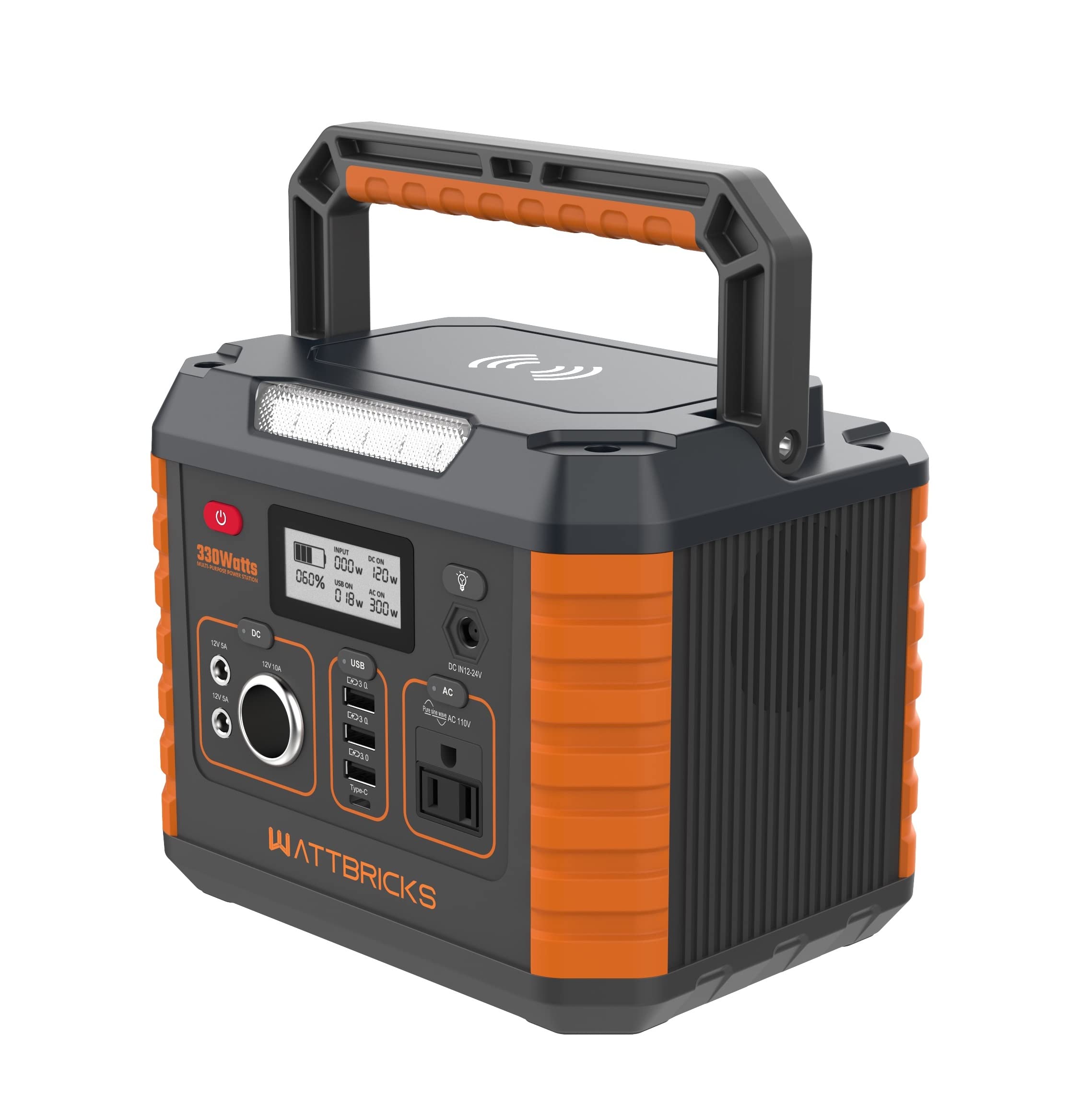 WATTBRICKS 330W 289WH Portable Power Station with Pure Sine Wave - Solar Generator for Camping, RV, Outdoor Adventures, Emergency Backup (Solar Panel Sold Separately) | Perfect for Powering Devices During Blackouts, Road Trips & Off-Grid Living