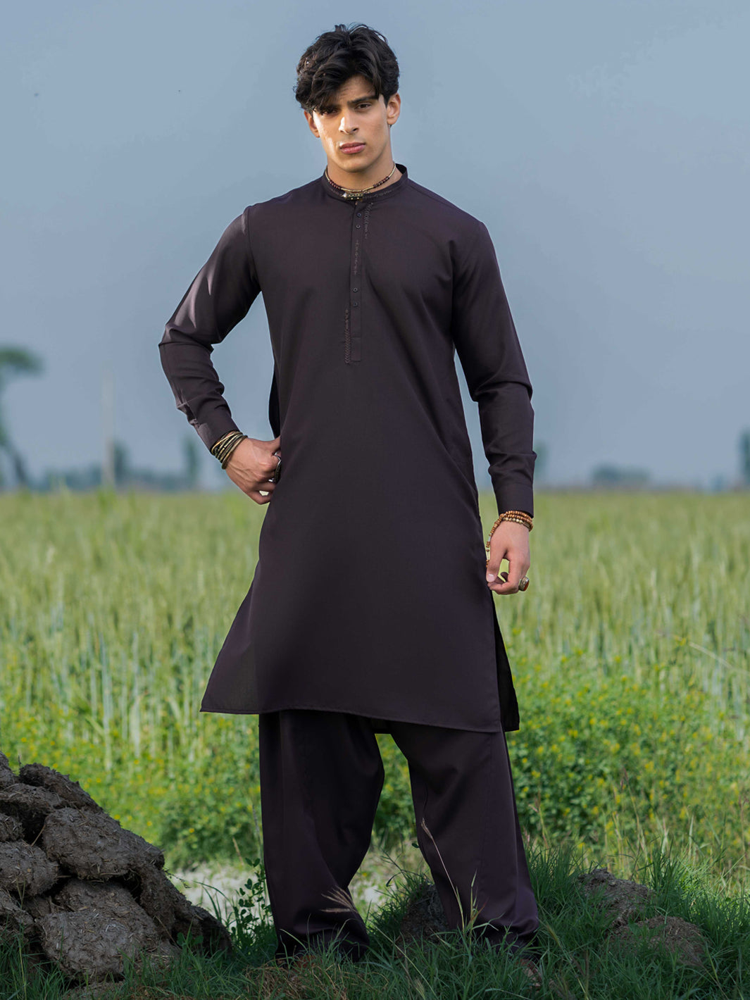 Elegant Blended Dark Purple Shalwar Kameez - Premium Pakistani Traditional Dress for Women | Perfect for Weddings, Festivals & Special Occasions
