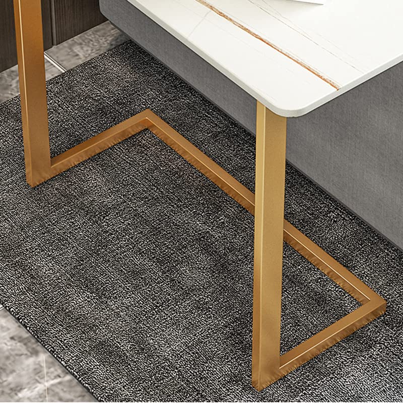 Modern Rectangle Coffee Table Set - 2-Piece Slate Top End Tables with Gold Iron Base for Living Room, Office, Hotel (21.5