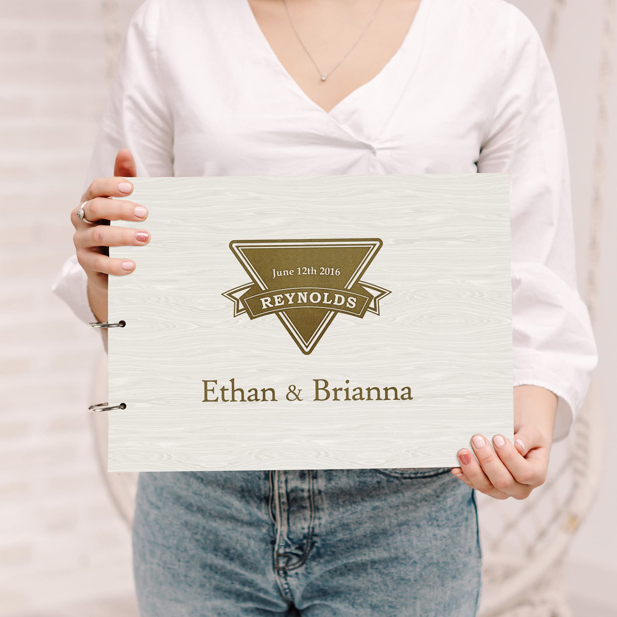 Personalized Laser Engraved Wedding Guest Book - Custom Wooden Cover Sign-in Registry for Bridal Shower, Anniversary & Special Events - Unique Keepsake Gift for Couples