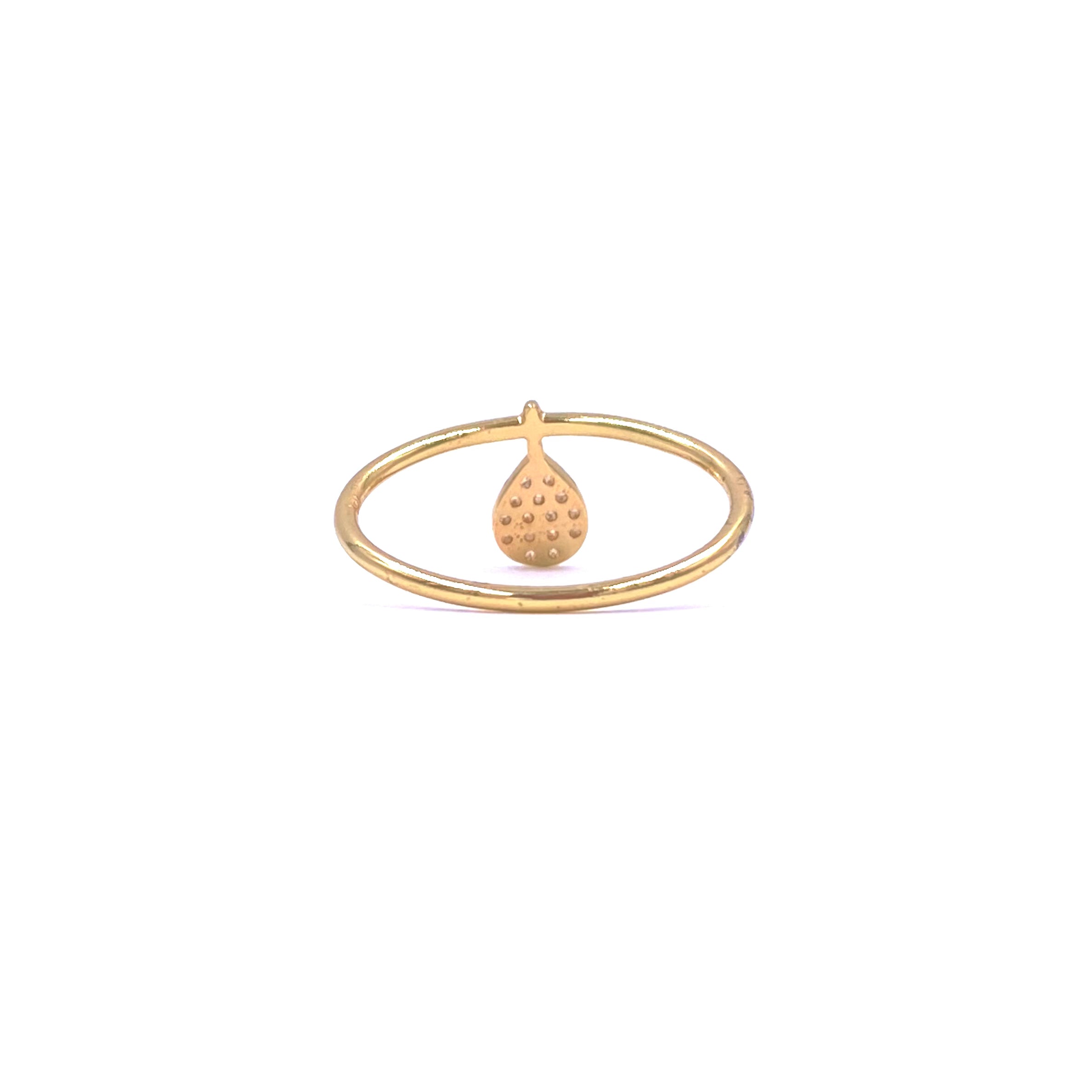 Sterling Silver Gold Plated CZ Teardrop Charm Band Ring for Women - Elegant Dainty Stackable Jewelry for Everyday Wear, Gift Giving & Special Occasions