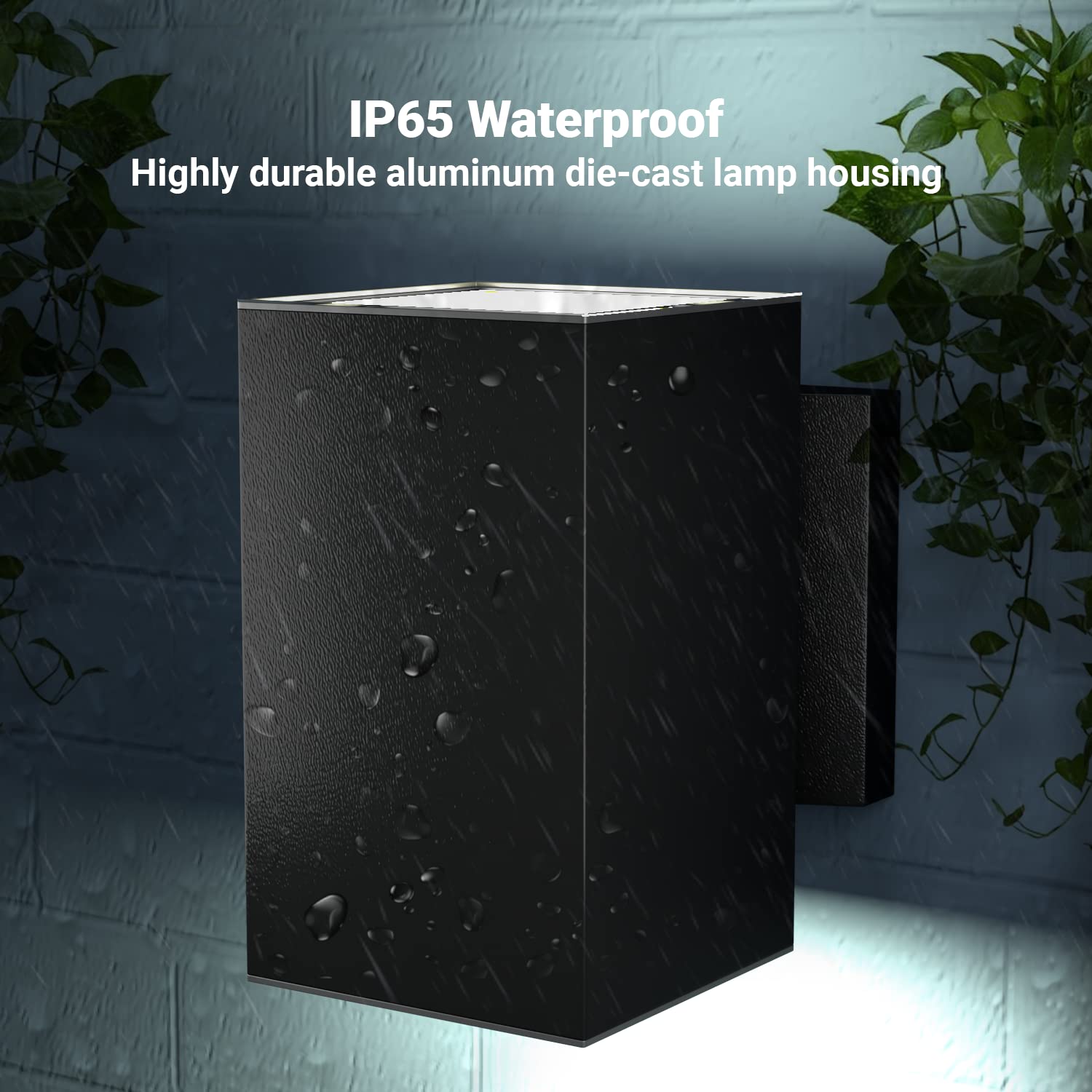 Solar Powered Outdoor Wall Lights - Modern Up Down LED Sconce with Ambient Lighting for Brick Walls | Battery Operated Weatherproof Exterior Lighting for Patio, Garden & Pathway Illumination