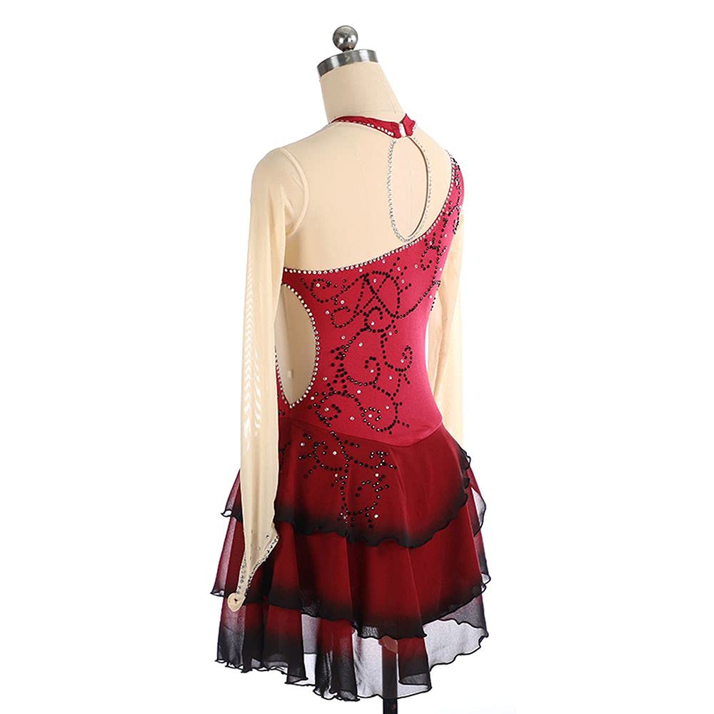 LIUHUO Girls Figure Skating Competition Dress - Red Ice Skating Performance Outfit for Teens & Juniors | Perfect for Ice Shows, Competitions & Practice
