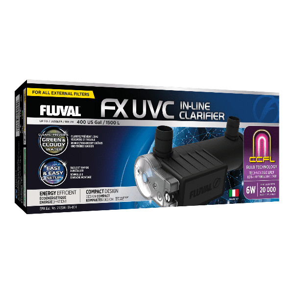 Fluval FX UVC In-Line Water Clarifier for Aquariums - Eliminates Algae & Keeps Water Crystal Clear | Perfect for Freshwater & Saltwater Fish Tanks