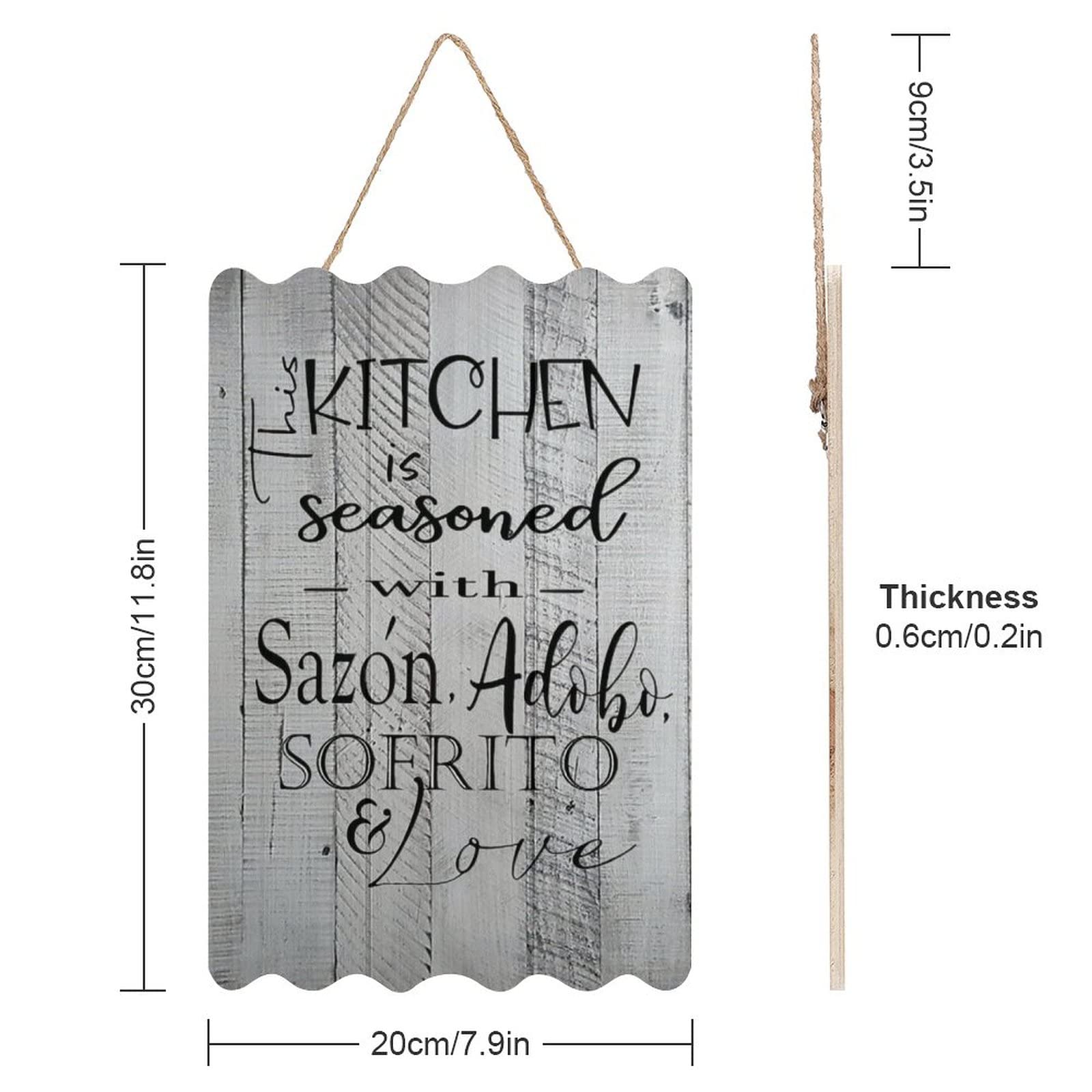 Authentic Spanish Puerto Rican Kitchen Wall Decor - 8×12 Inch Hanging Sign with Sazon Adobo Sofrito Design - Perfect for Home, Restaurant & Latino Cultural Decor