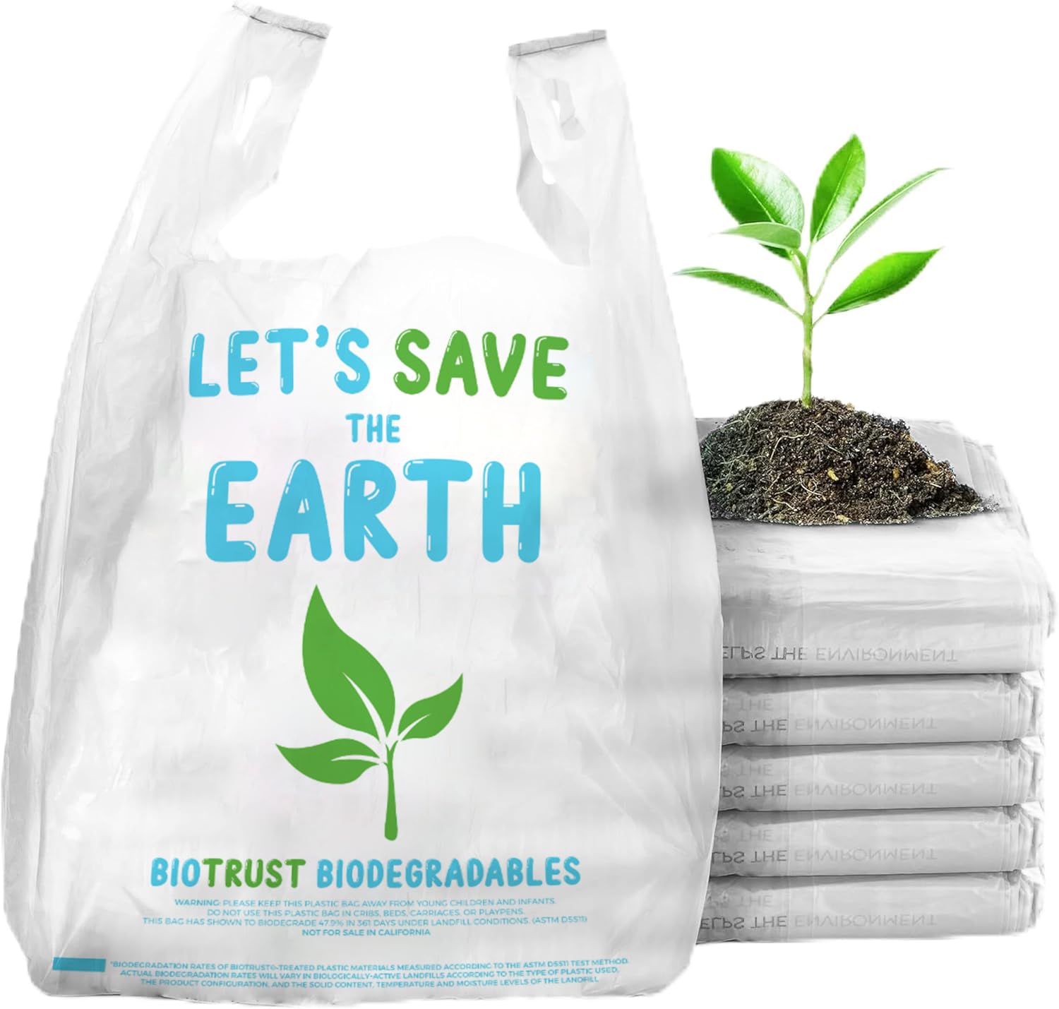 Eco-Friendly Biodegradable Thank You Bags - 1000 Pack Bulk | Extra Thick & Durable Reusable Shopping Bags | 100% Recyclable for Grocery, Restaurant, Supermarket Use | 12” x 6.5” x 22” Plastic-Free Bulk Bags | Perfect for Retail Stores, Takeout Orders & Sustainable Packaging
