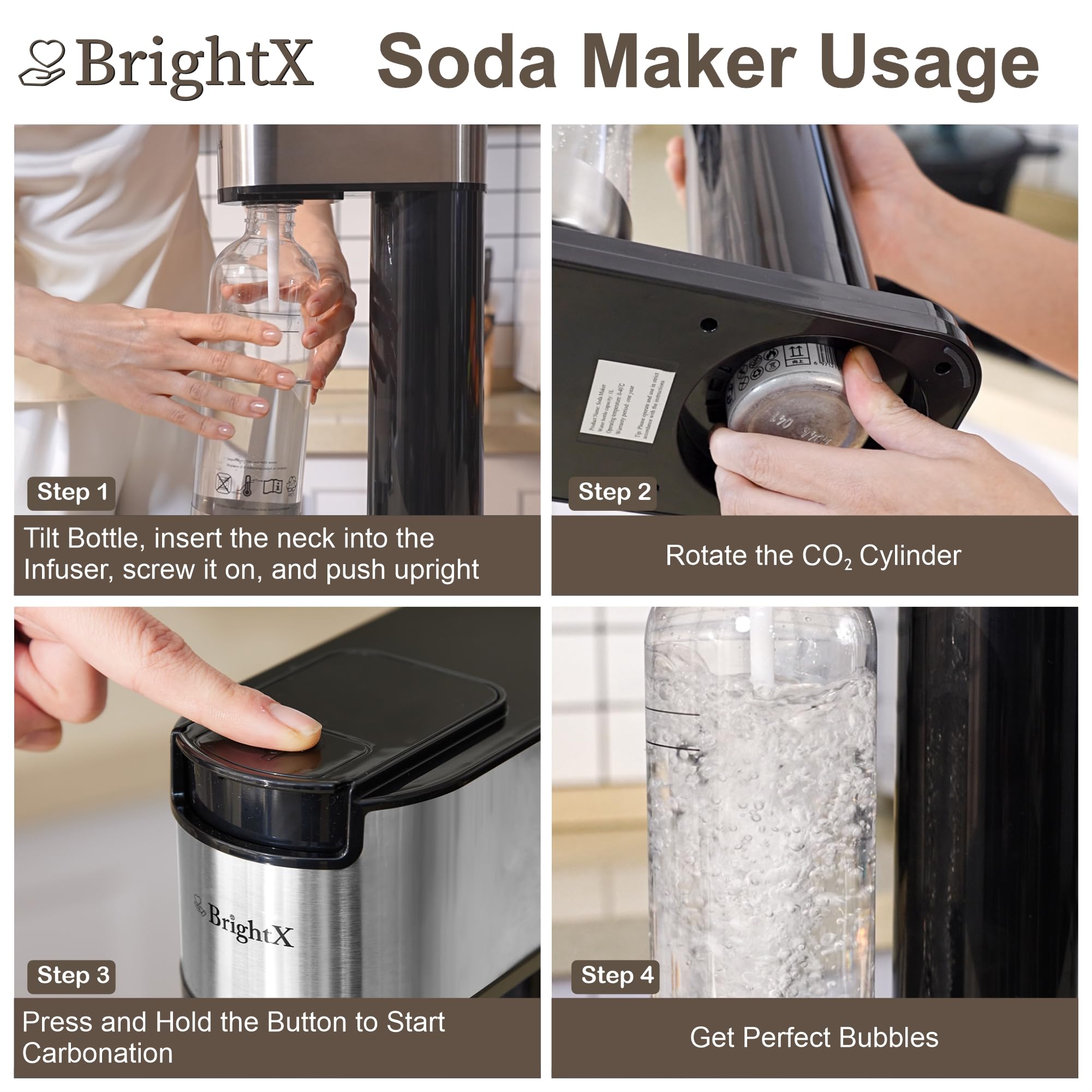 Stainless Steel Soda Maker & Sparkling Water Machine with 2 BPA-Free Bottles - DIY Carbonated Water Maker for Homemade Soda, Sparkling Drinks - Compatible with Any CO2 Cylinder (Empty CO2 Included) - Perfect for Home Bars, Parties, and Healthy Hydration