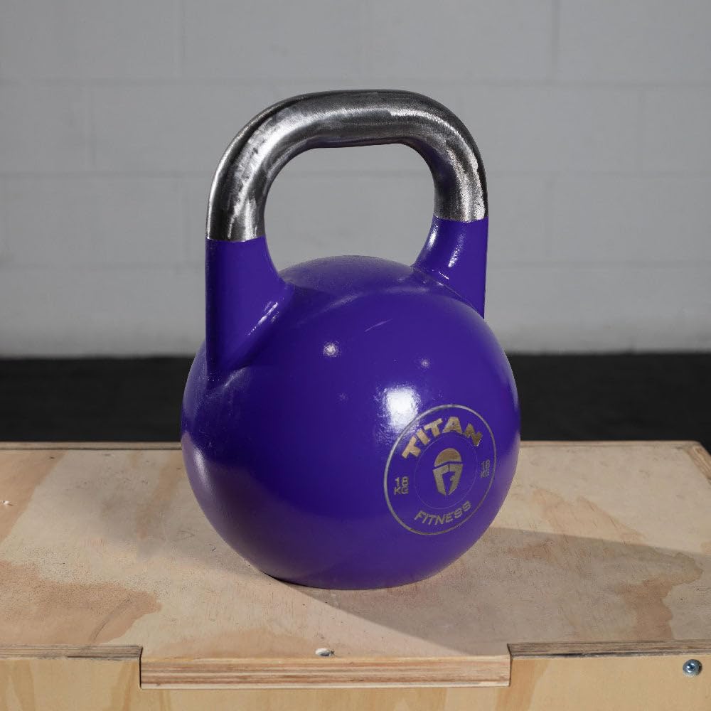 Titan Fitness Competition Kettlebell - Single Piece Cast Iron, KG Markings for Weightlifting, Strength Training & Full Body Workouts - Perfect for Home Gym, CrossFit & Functional Fitness Training