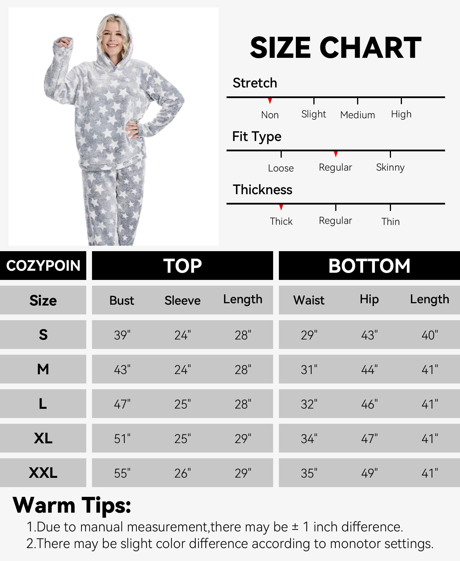 **DiaryLook Women's Fleece Pajama Set - Soft & Cozy Hoodie Pajamas for Women, Winter Sleepwear & Lounge Wear - Perfect for Relaxing at Home, Sleepovers & Cold Weather**