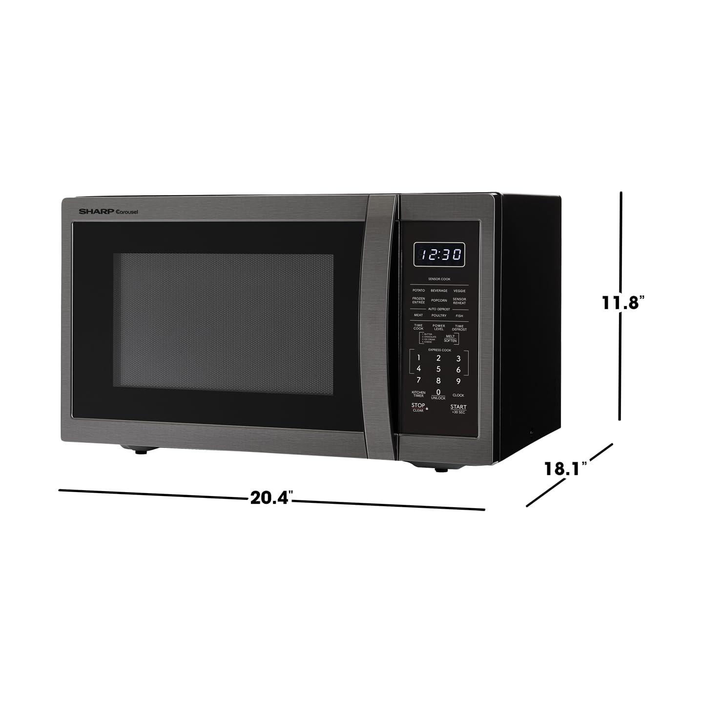 SHARP SMC1452KH 1100W Countertop Microwave Oven - 1.4 CuFt Capacity, Black Stainless Steel, Compact Design for Small Kitchens & Dorms | Perfect for Quick Meals, Reheating & Defrosting
