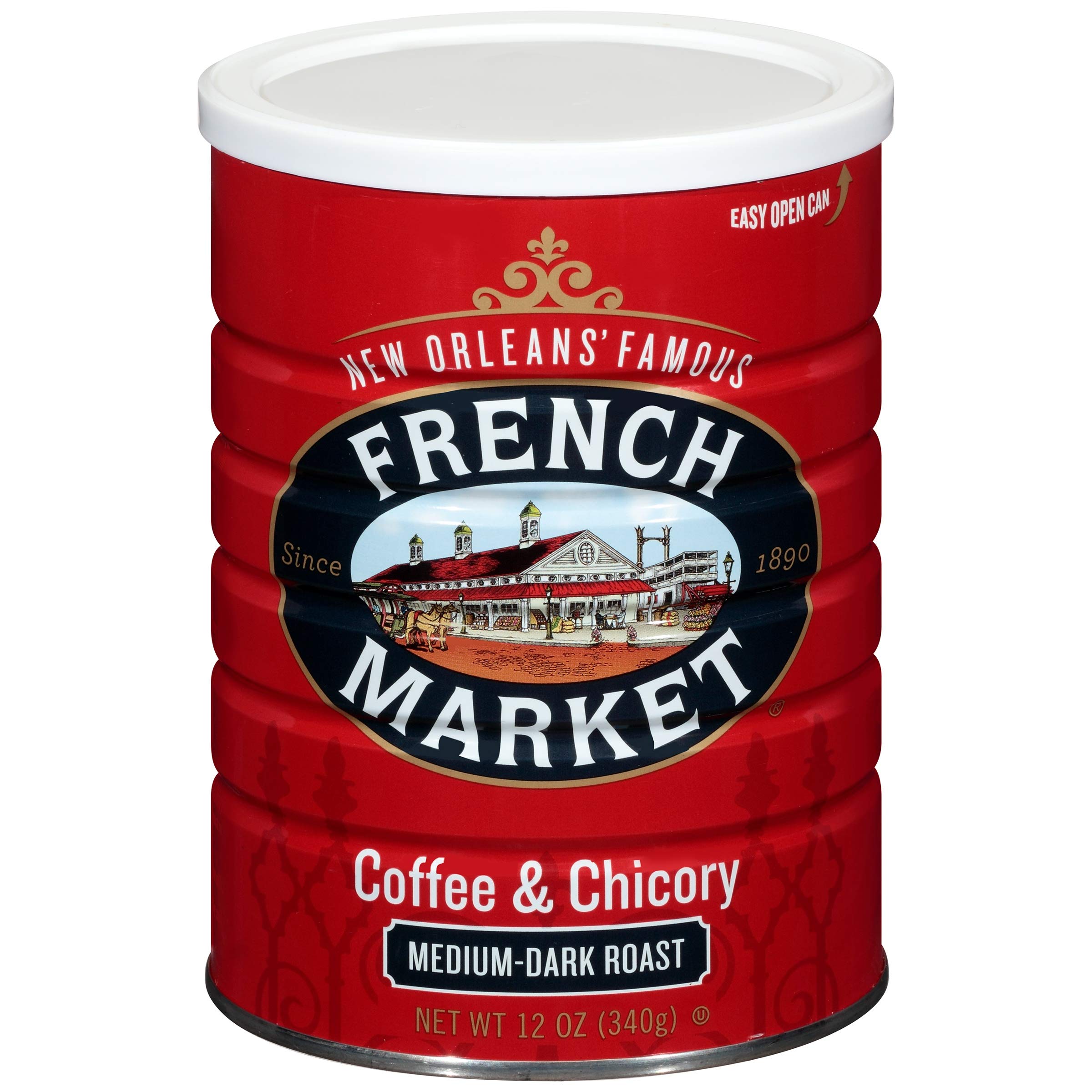 Premium French Market Coffee & Chicory Dark Roast Ground Coffee - 12oz Can (Pack of 3) | Rich Bold Flavor | Perfect for Mornings, Office & Camping | Authentic New Orleans Style
