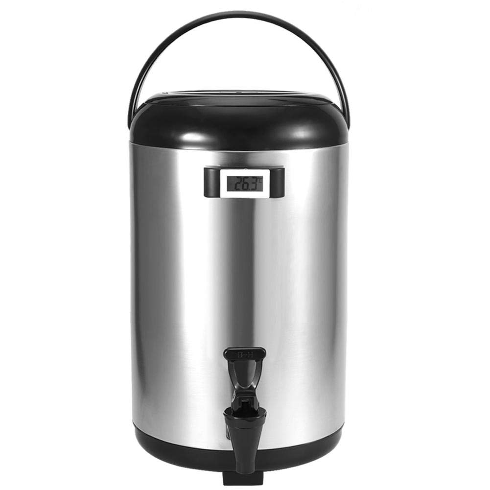 Double-Layer Insulated Stainless Steel Thermos with LCD Thermometer - 12L Capacity for Hot Water, Milk Tea & Coffee - Perfect for Office, Camping & Travel