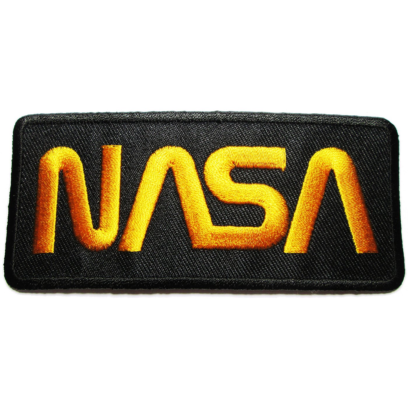 NASA Iron-On Badge Patch - Black & Yellow Embroidered Space Logo for Jackets, Backpacks & DIY Crafts